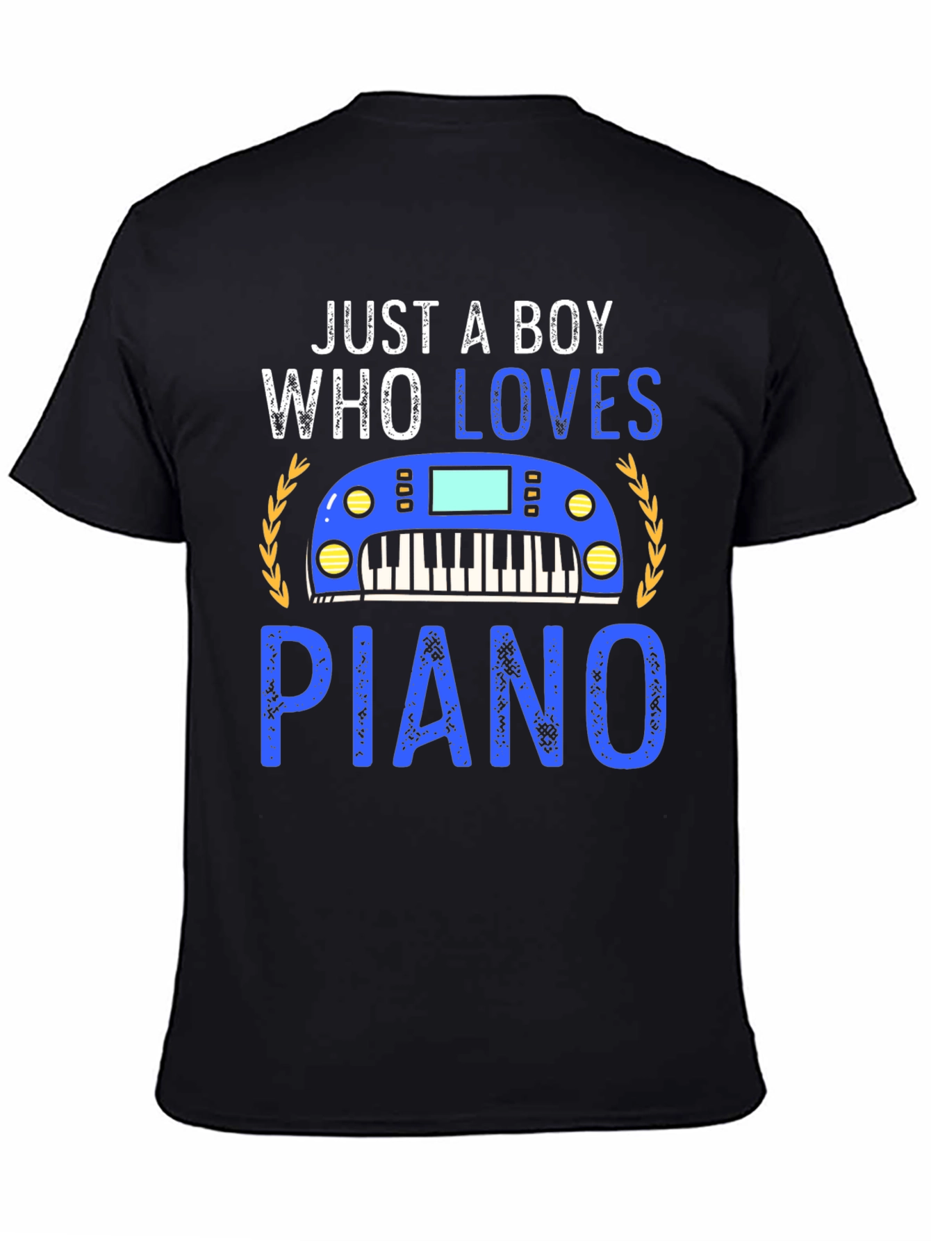 Just A Boy Who Loves Piano Black T-Shirt