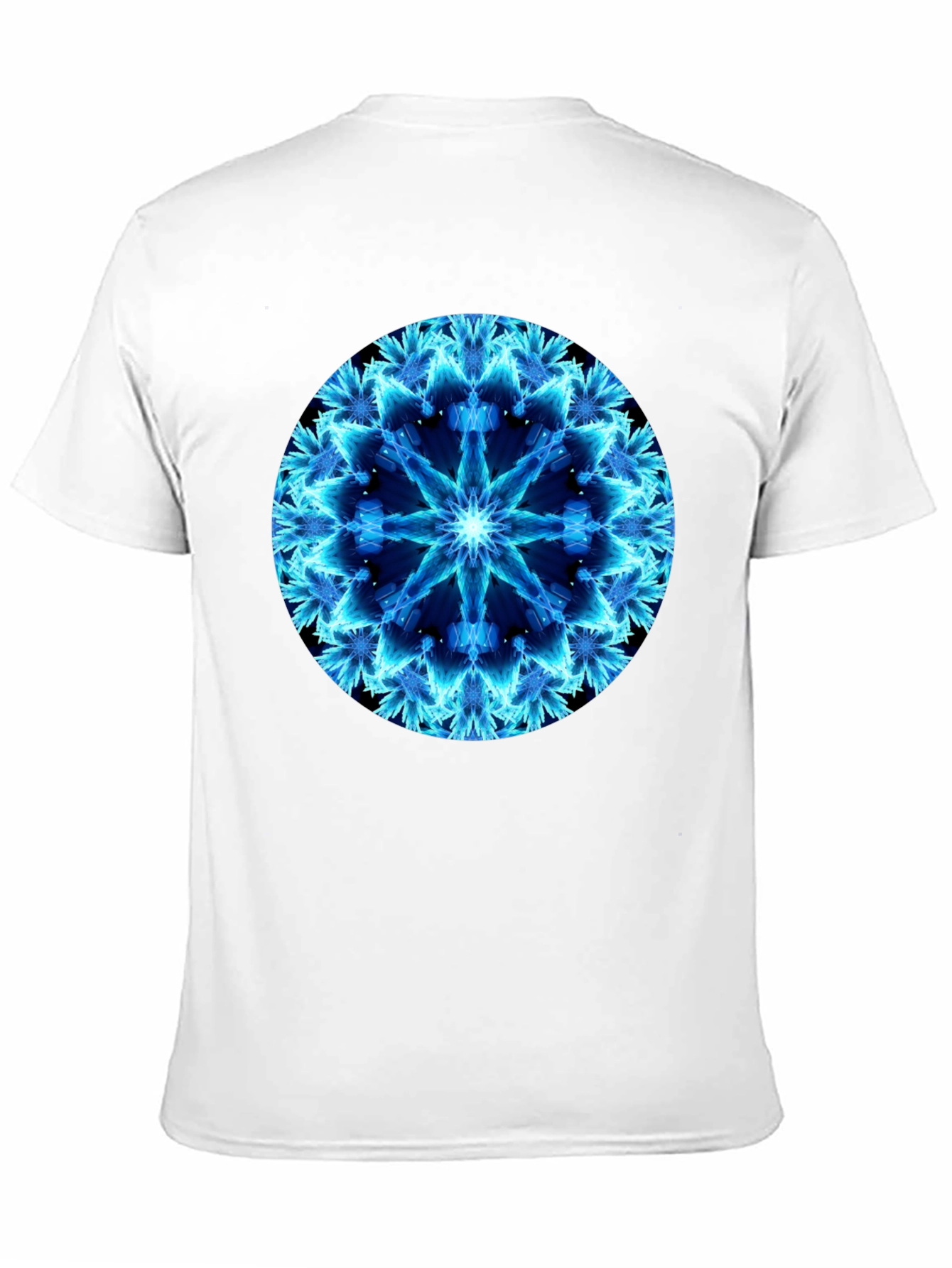 Electric Blue Mandala Black T-Shirt