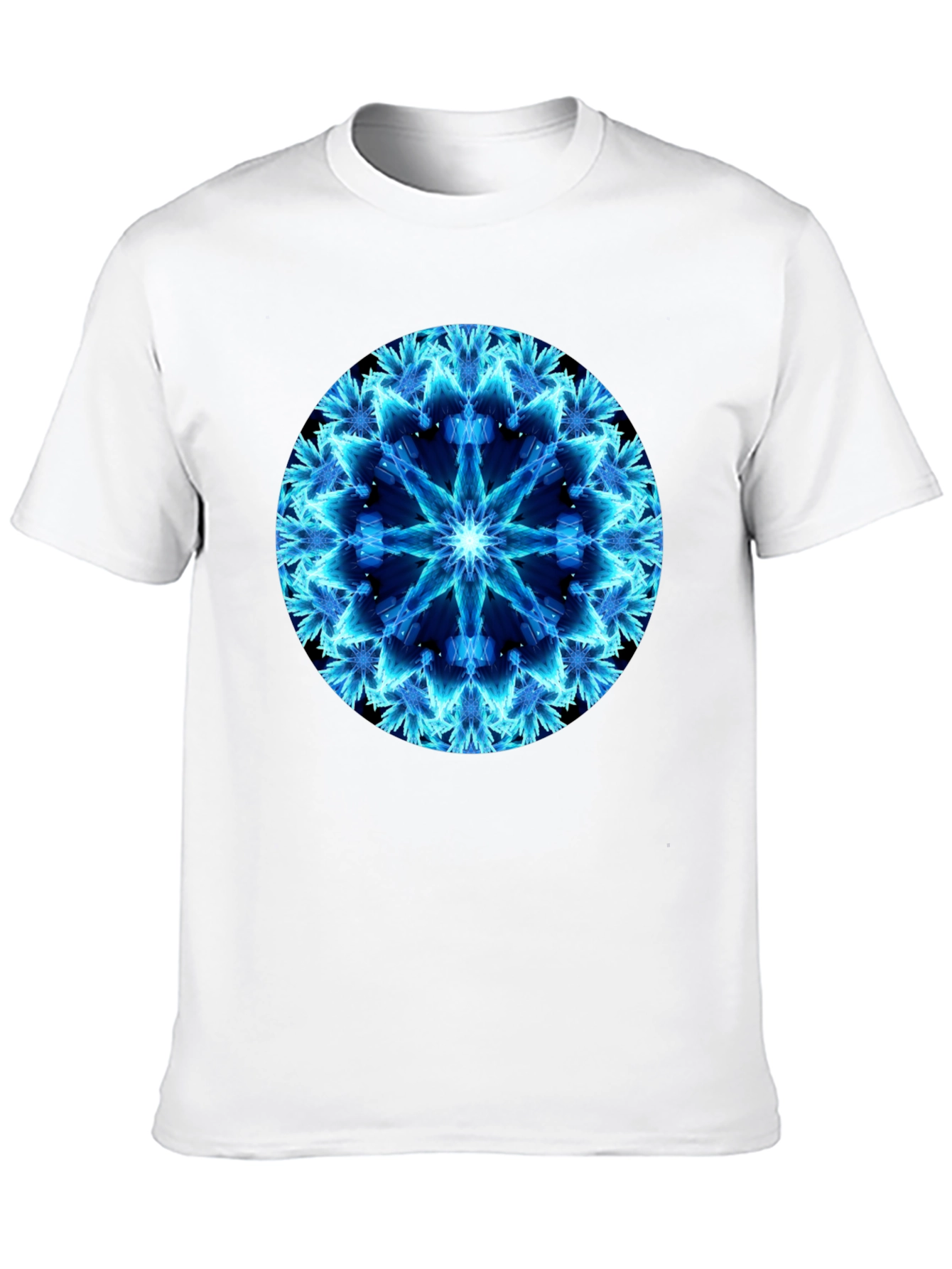 Electric Blue Mandala Black T-Shirt