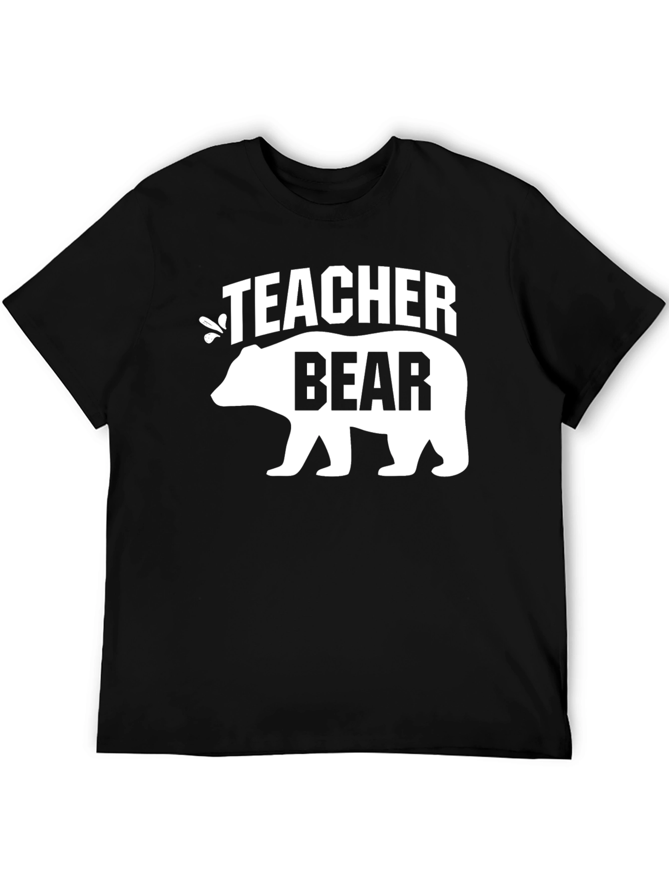 Teacher Bear Graphic T-Shirt - Black Crew Neck