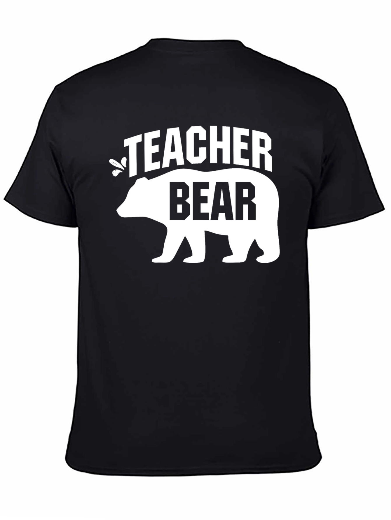 Teacher Bear Graphic T-Shirt - Black Crew Neck