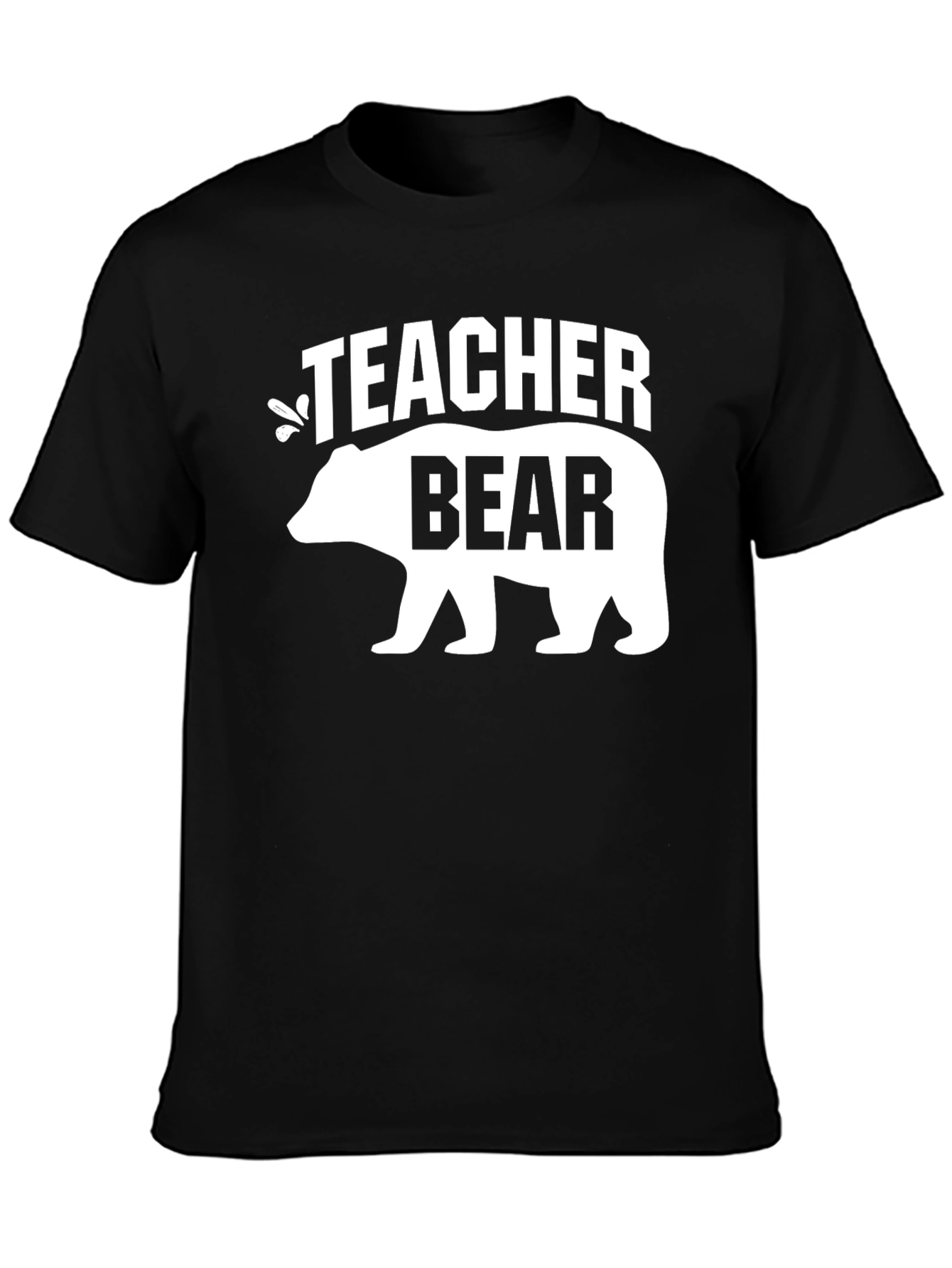 Teacher Bear Graphic T-Shirt - Black Crew Neck