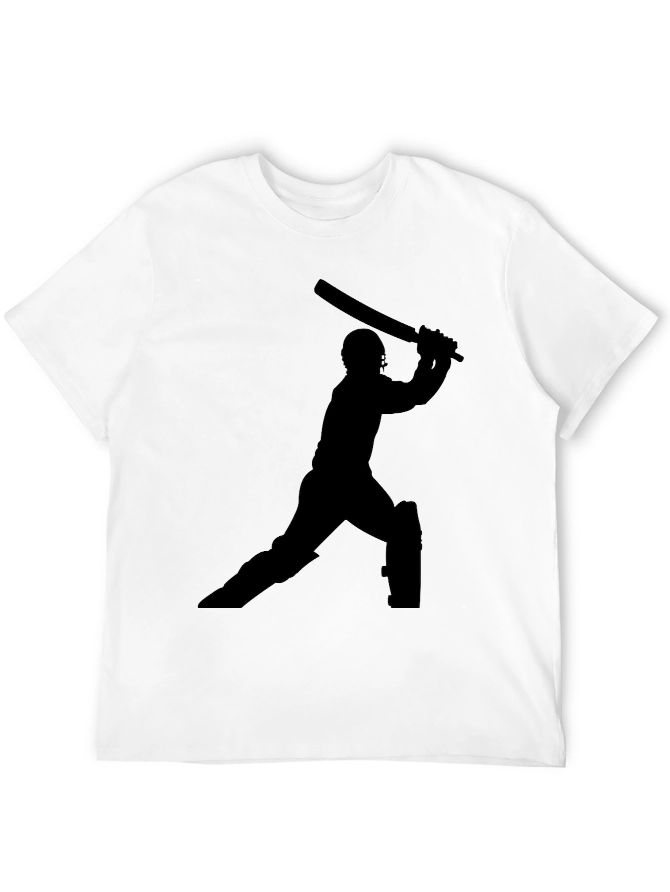 Cricket Player Silhouette Black T-Shirt