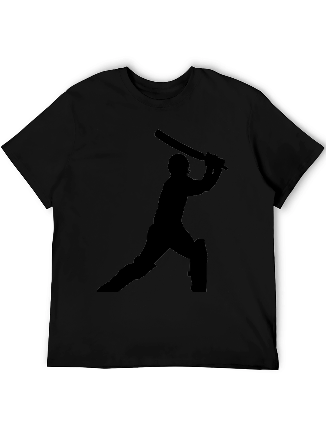 Cricket Player Silhouette Black T-Shirt