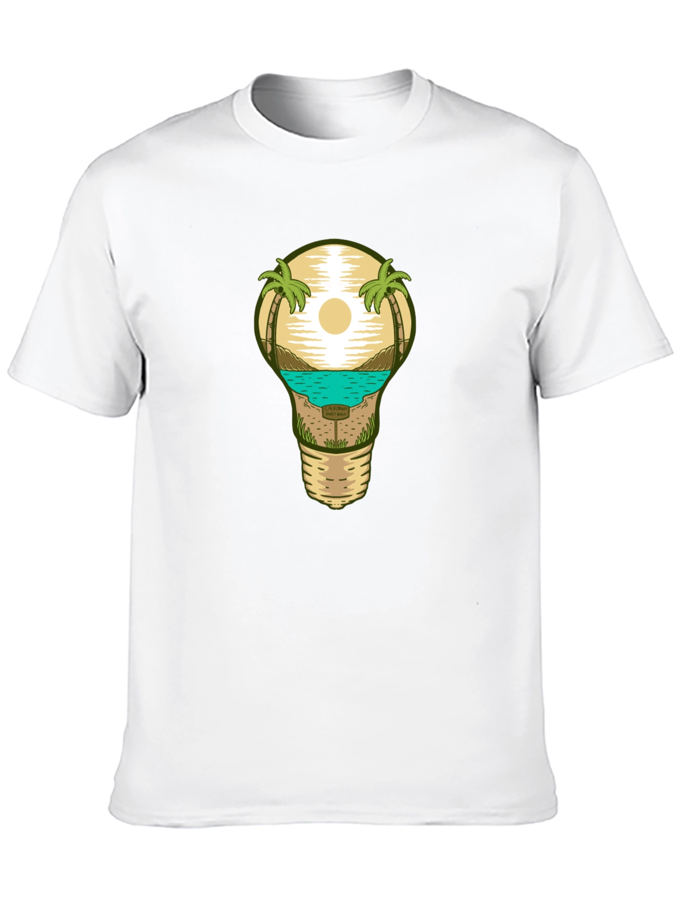 Beach Scene Lightbulb Graphic Tee - Black