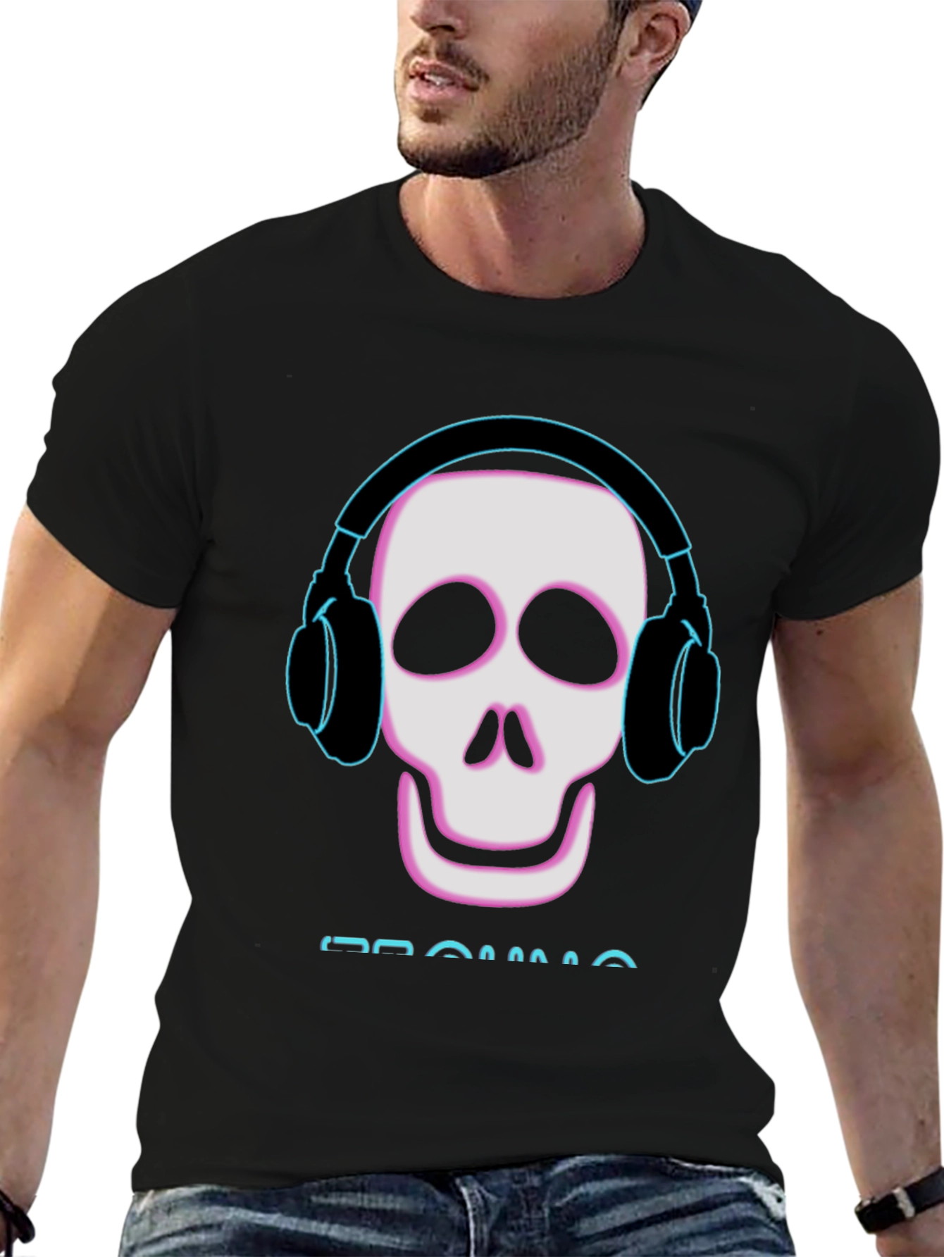 Skull Headphone Graphic Tee - Mens Black T-Shirt