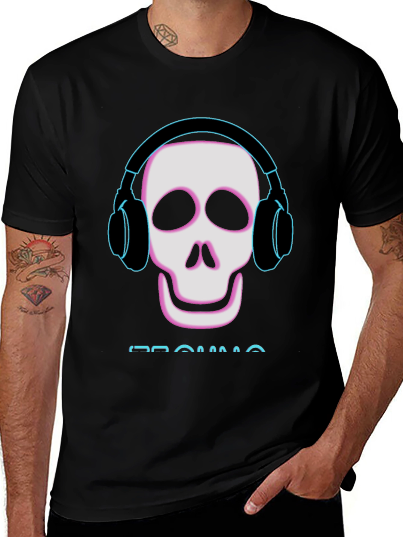 Skull Headphone Graphic Tee - Mens Black T-Shirt