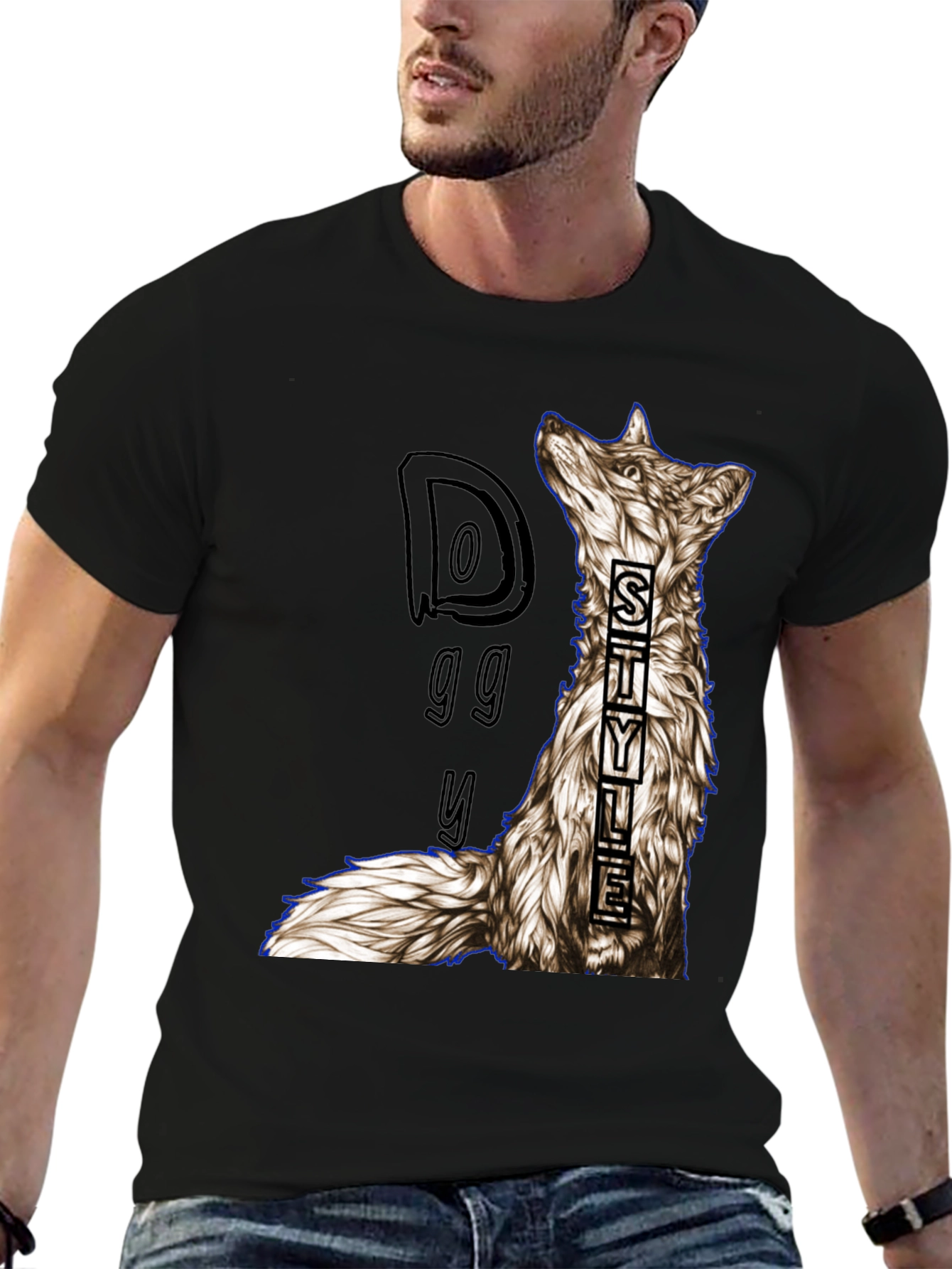 Doggy Style Graphic Print Black T-Shirt
