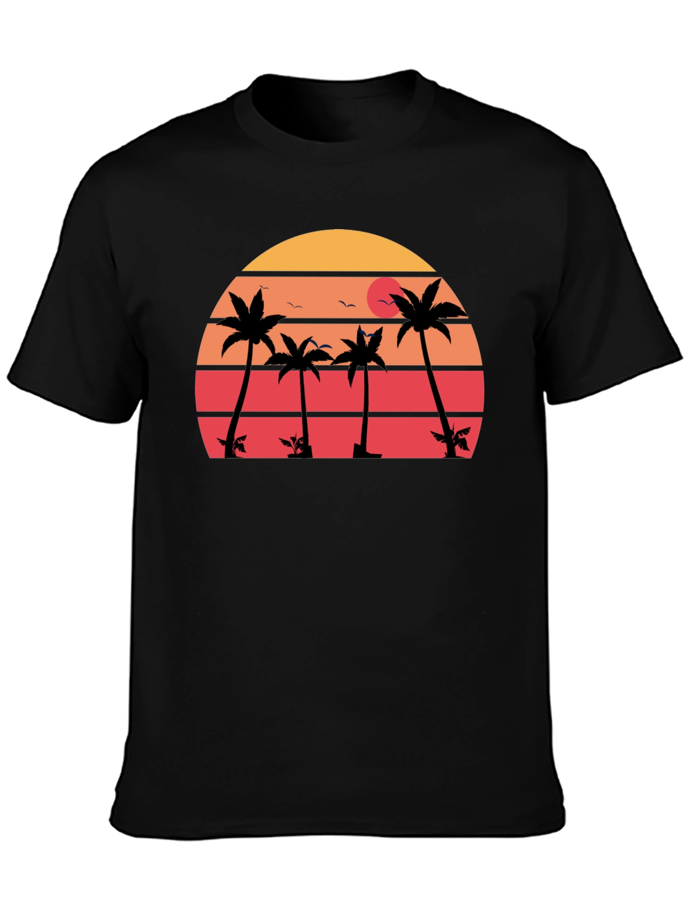 Retro Sunset Palm Tree Graphic T-Shirt