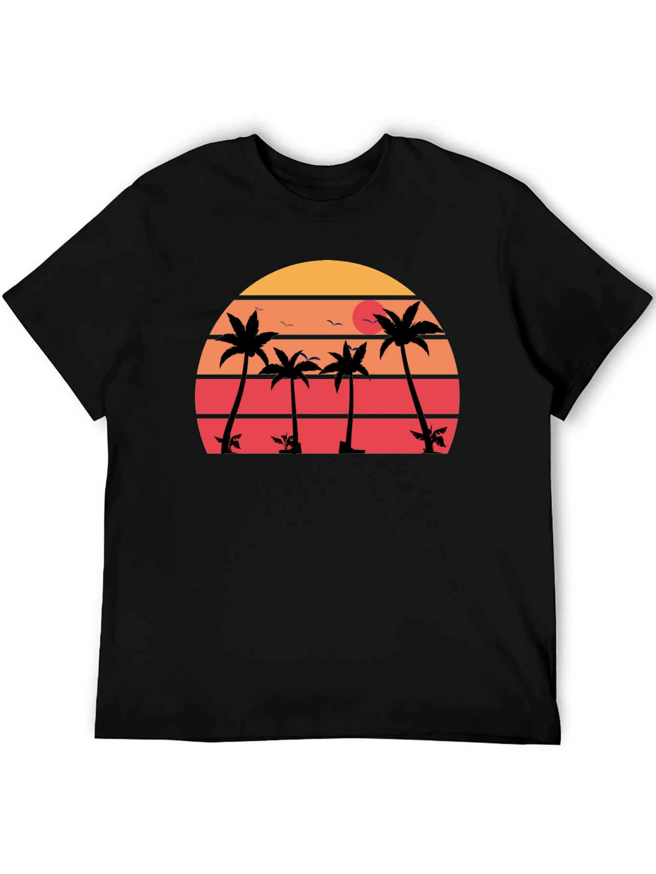 Retro Sunset Palm Tree Graphic T-Shirt