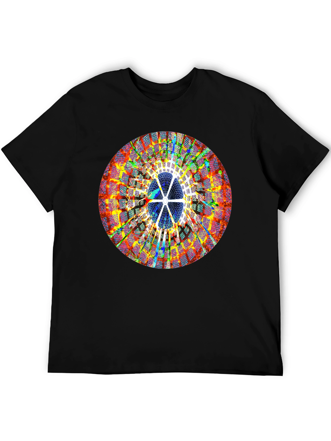Abstract Circle Print Black T-Shirt