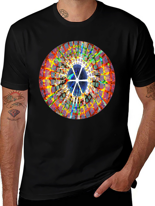 Abstract Circle Print Black T-Shirt