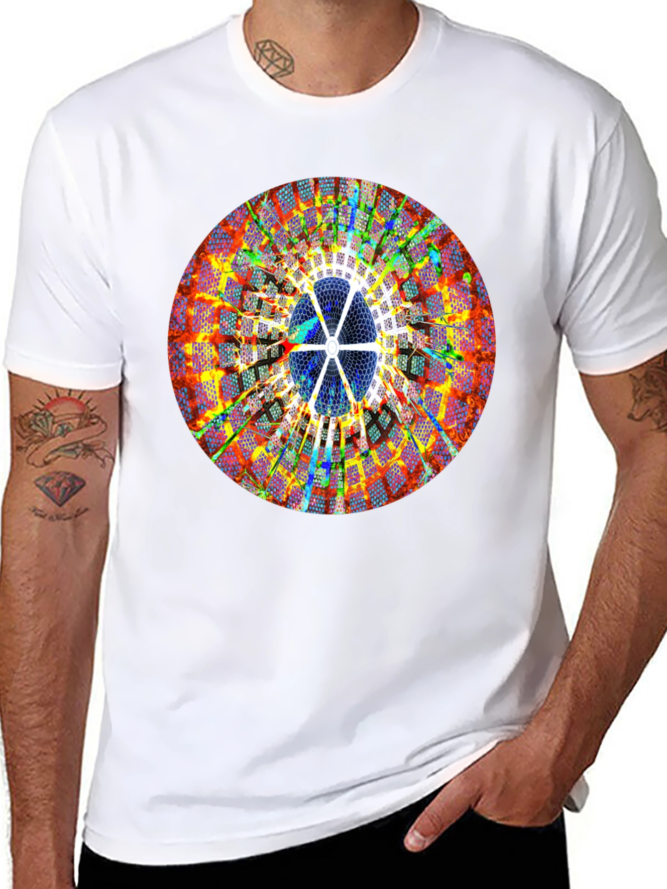 Abstract Circle Print Black T-Shirt