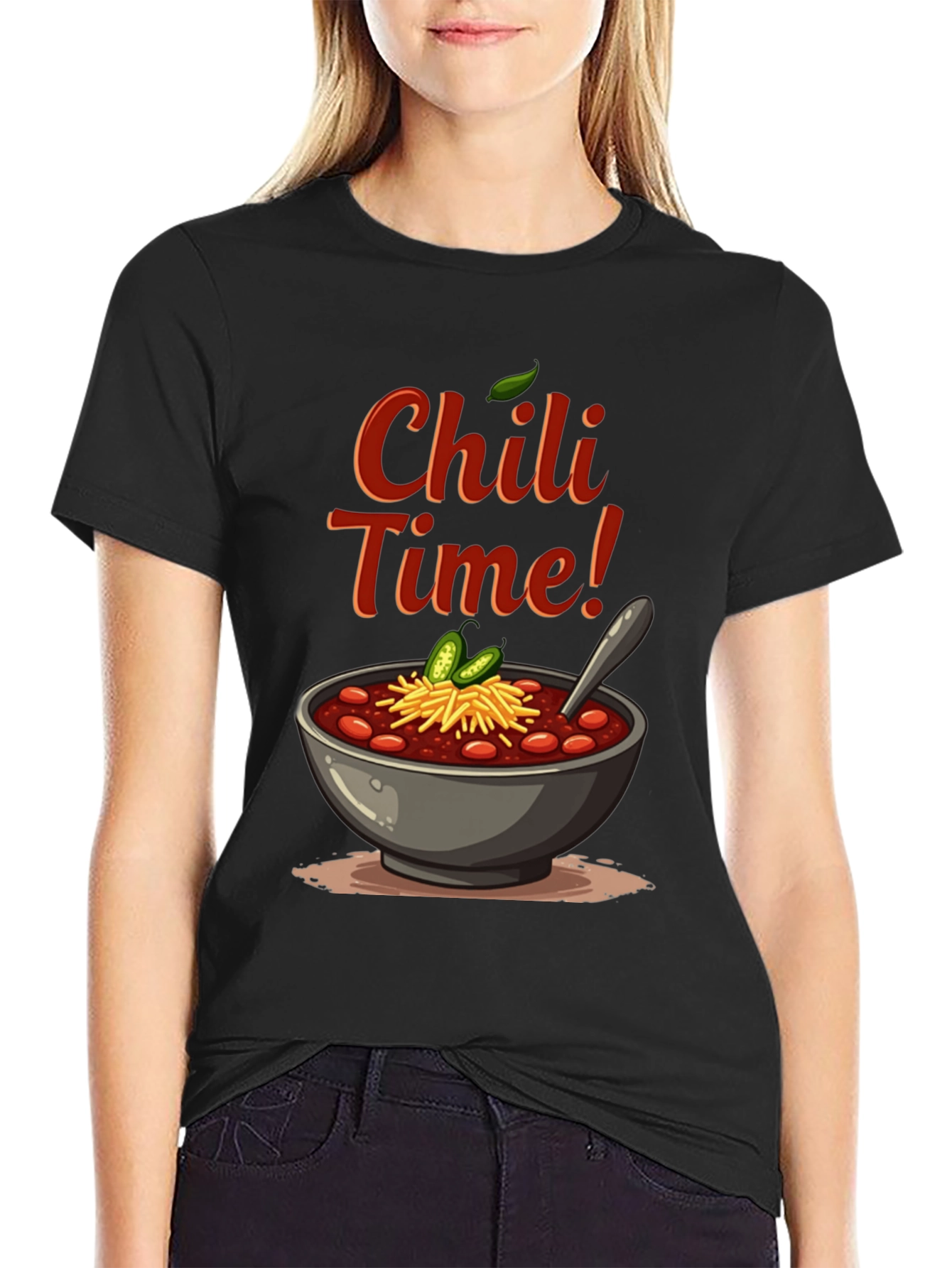 Chili Time Black Graphic T-Shirt