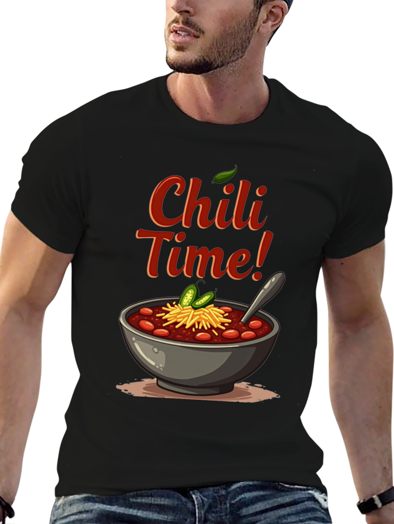 Chili Time Black Graphic T-Shirt