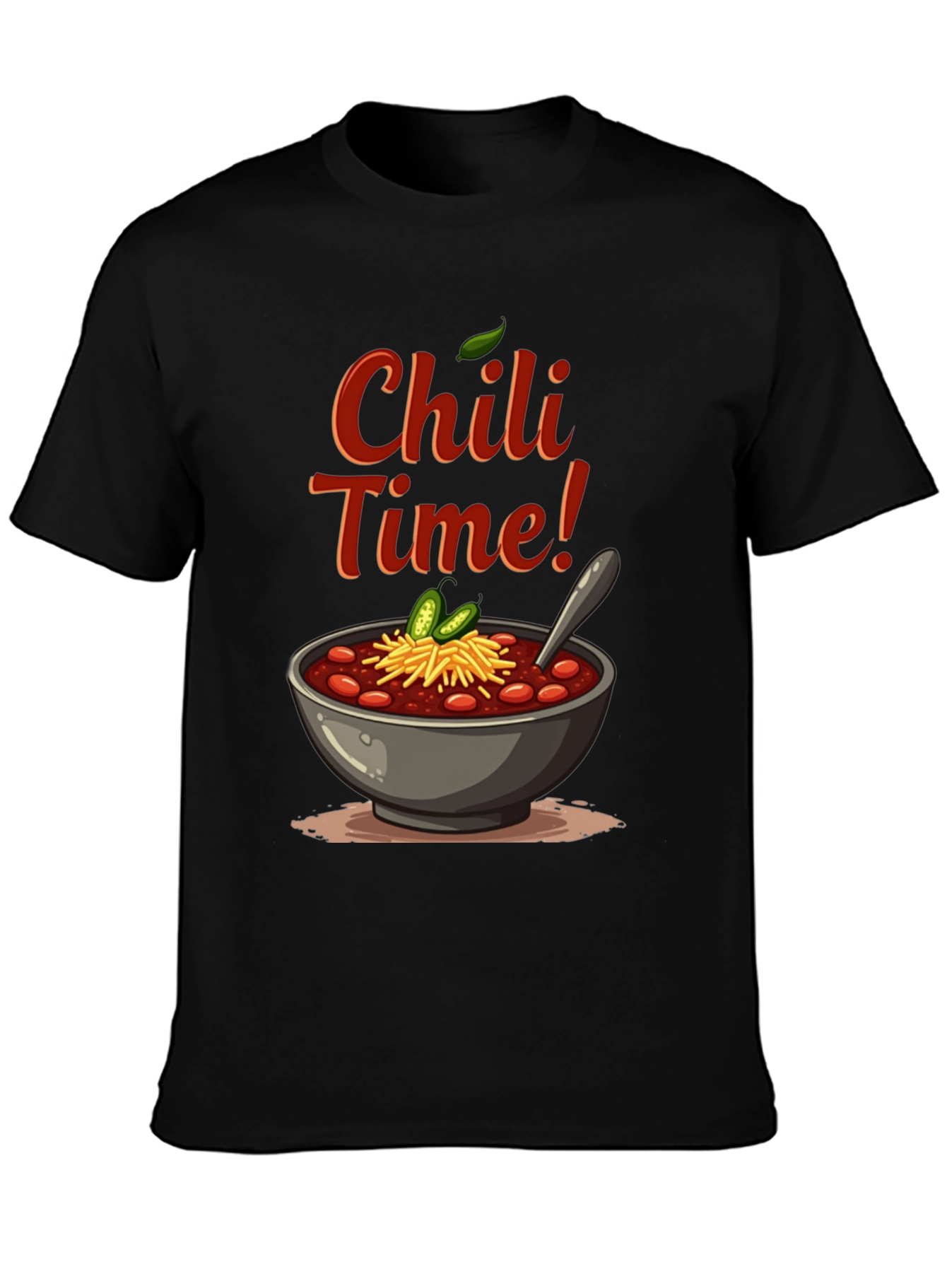Chili Time Black Graphic T-Shirt