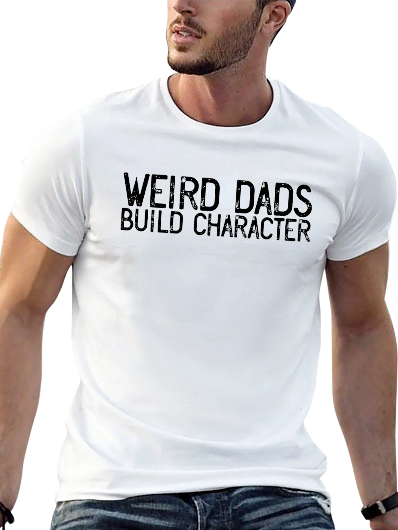 Weird Dads Build Character Black Graphic Tee