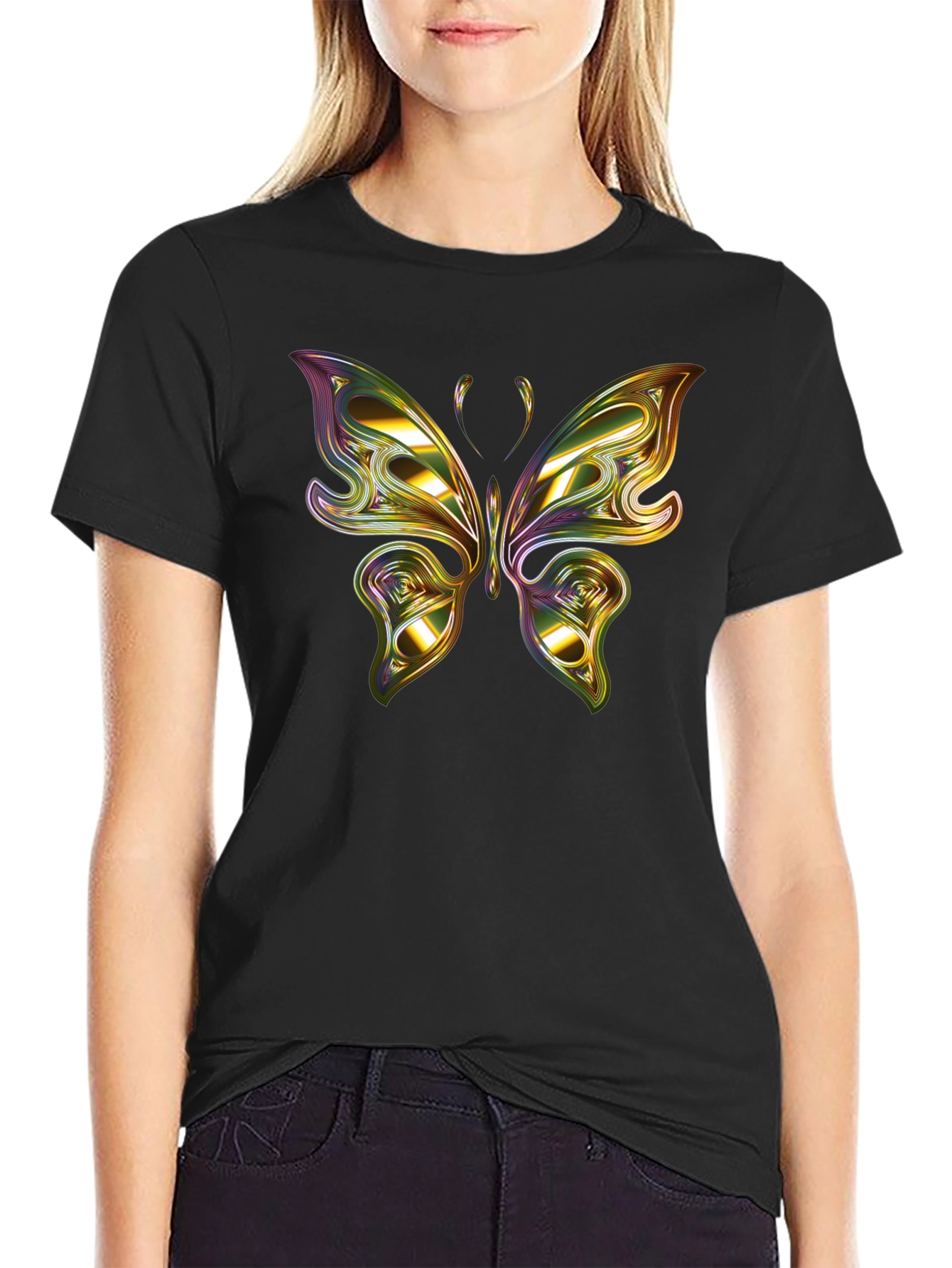 Butterfly Graphic Black T-Shirt