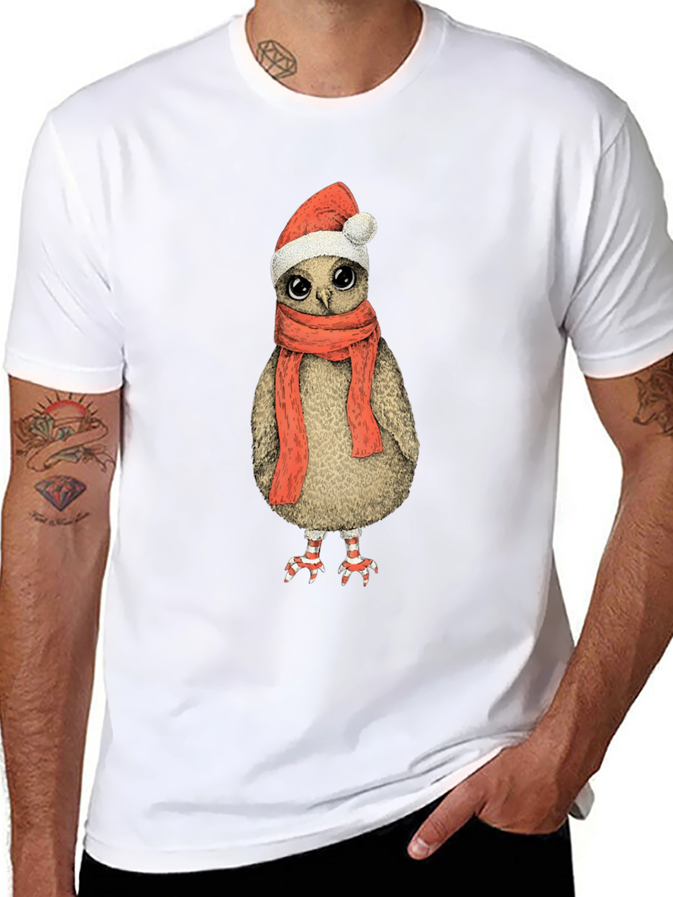 Festive Owl T-Shirt - Holiday Cheer