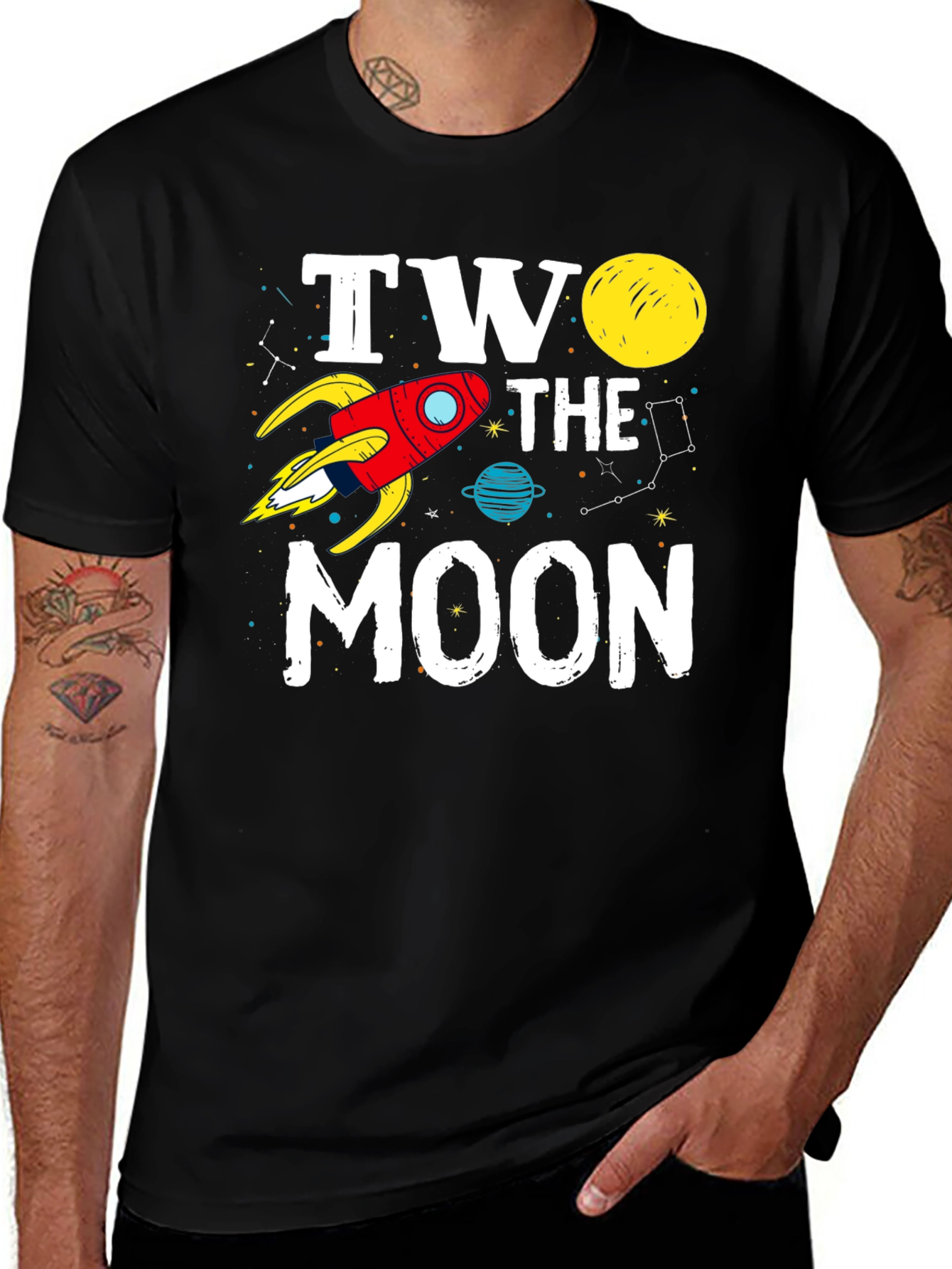 Two the Moon Birthday T-Shirt - Outer Space Theme