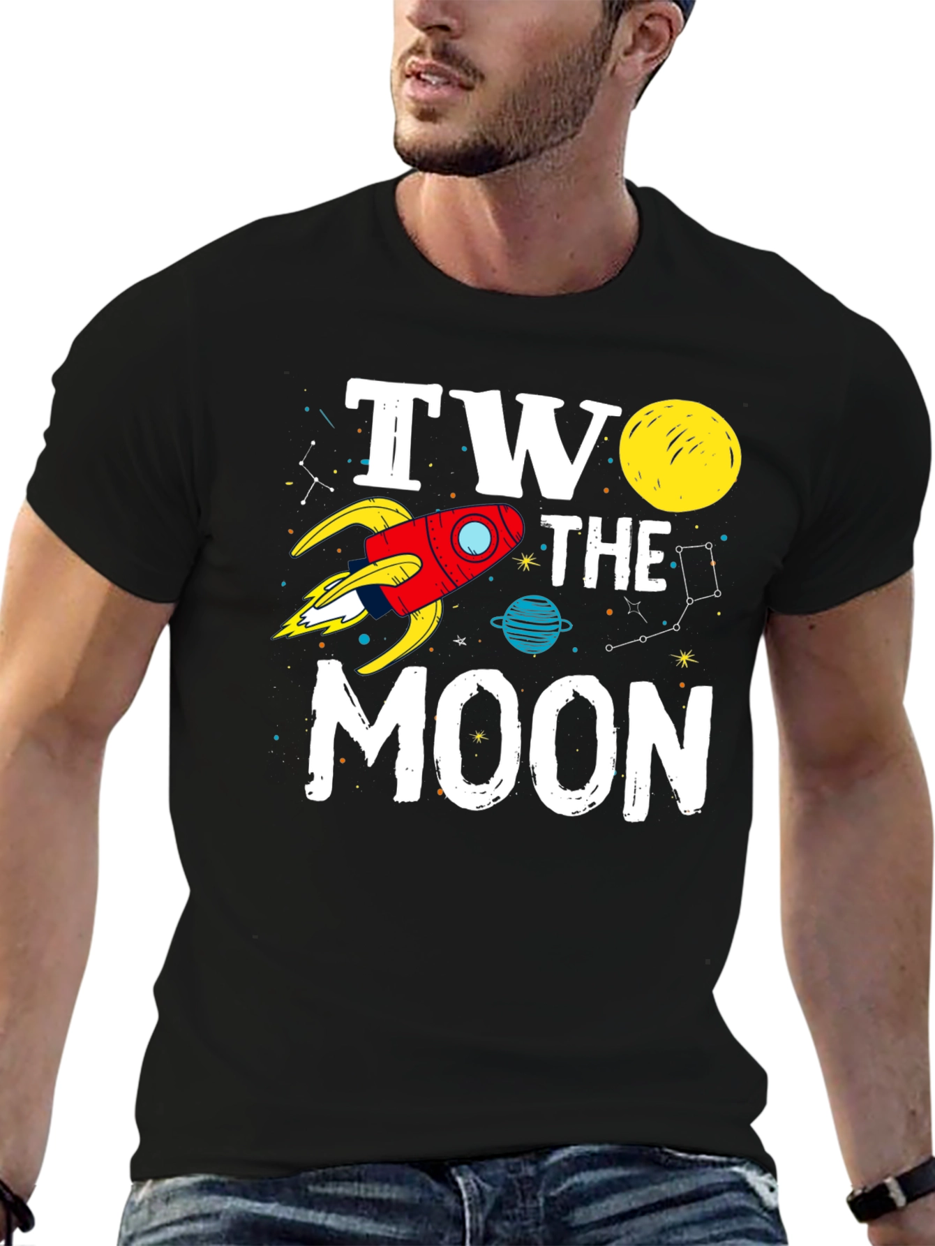 Two the Moon Birthday T-Shirt - Outer Space Theme