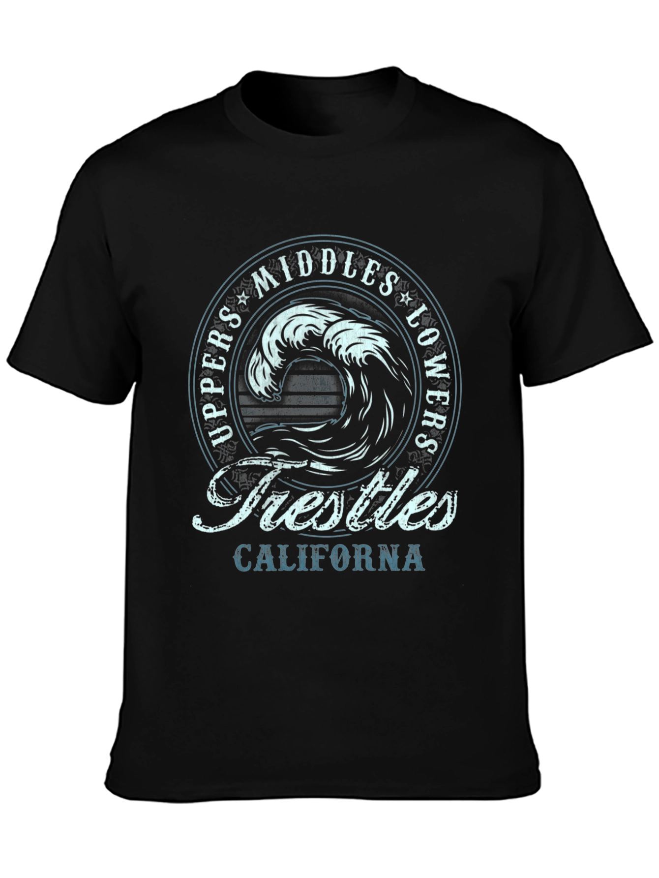 Trestles California Wave Graphic T-Shirt - Black