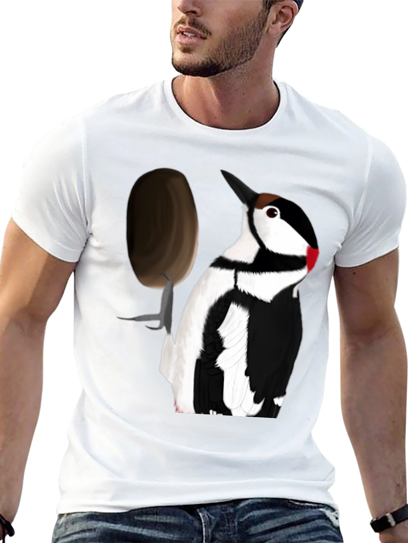 Woodpecker T-Shirt - Black Crew Neck Tee