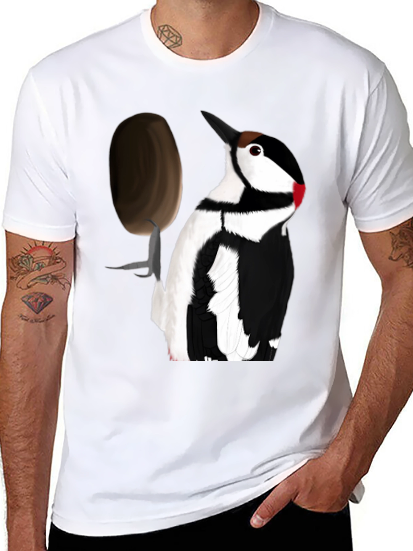 Woodpecker T-Shirt - Black Crew Neck Tee