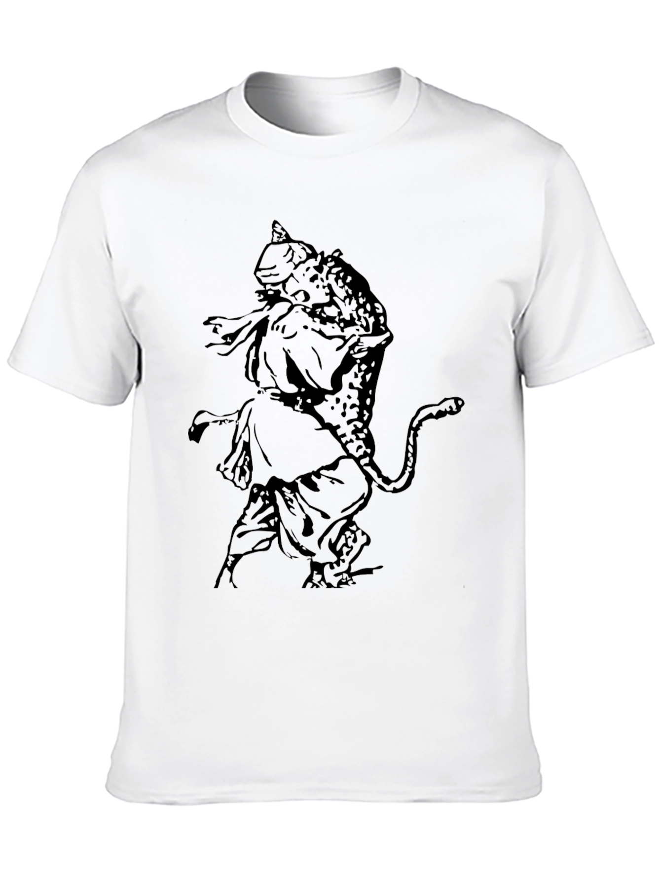 Black T-Shirt with Warrior & Leopard Graphic
