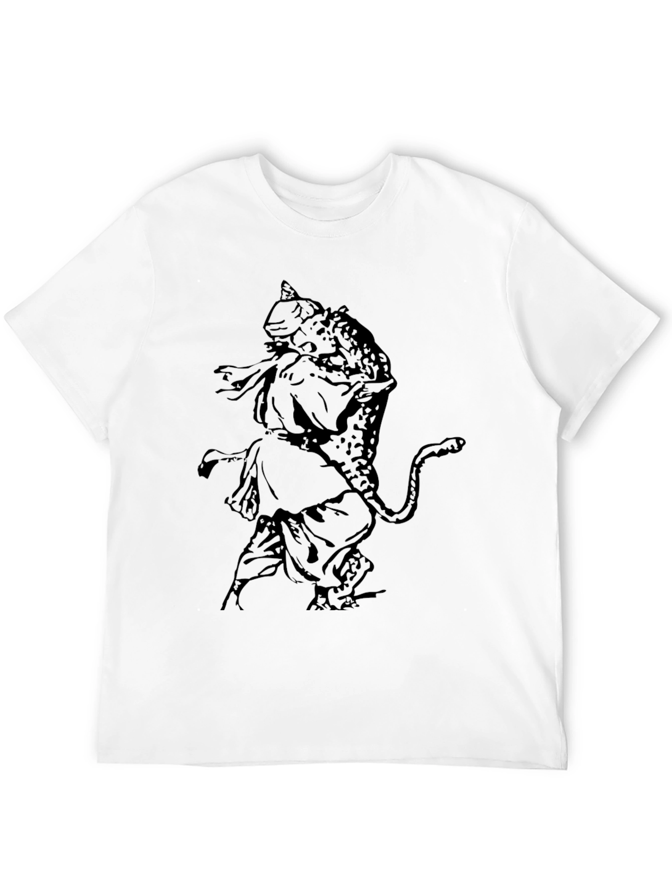 Black T-Shirt with Warrior & Leopard Graphic