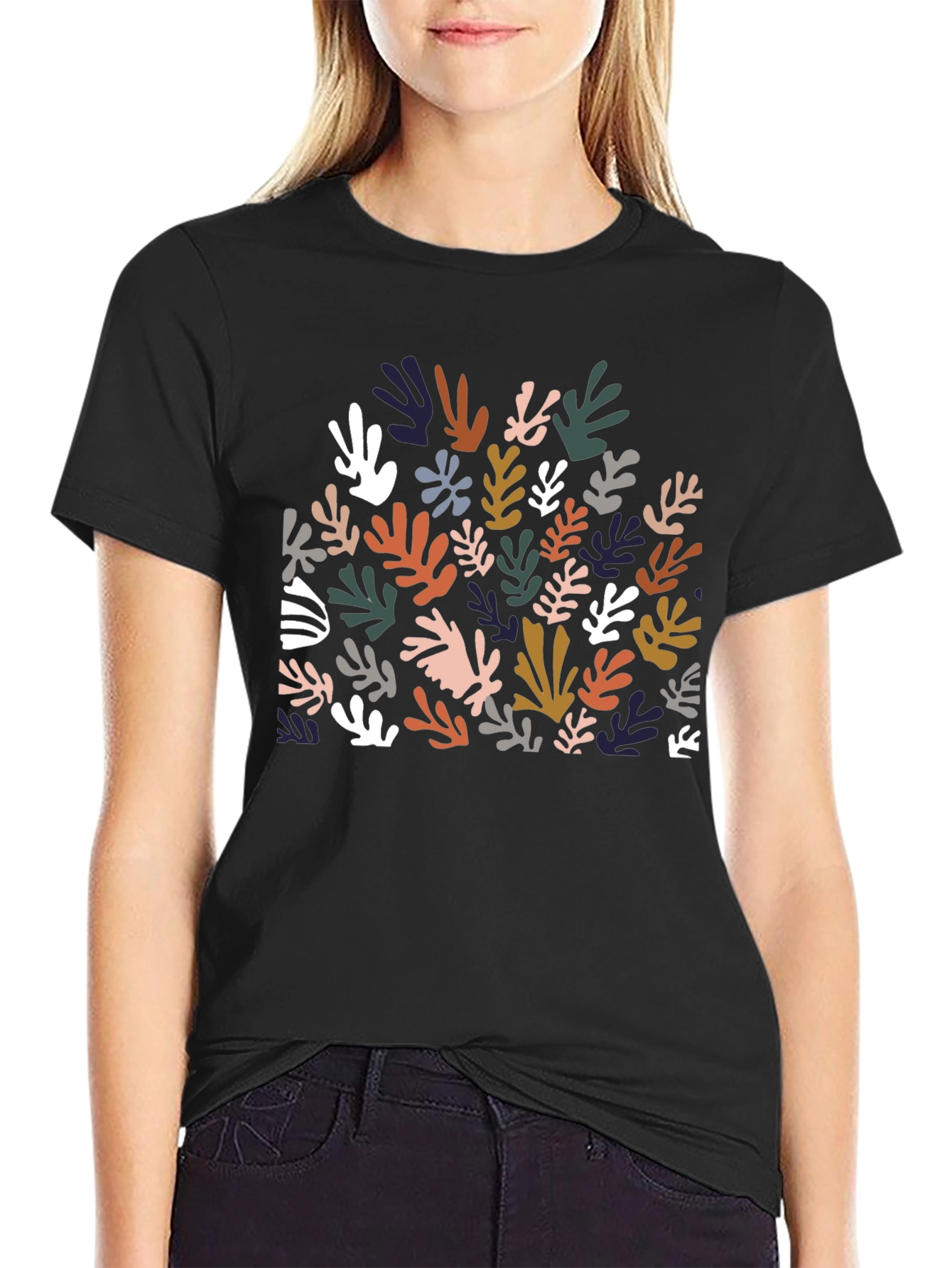 Abstract Leaves Graphic T-Shirt - Modern Style