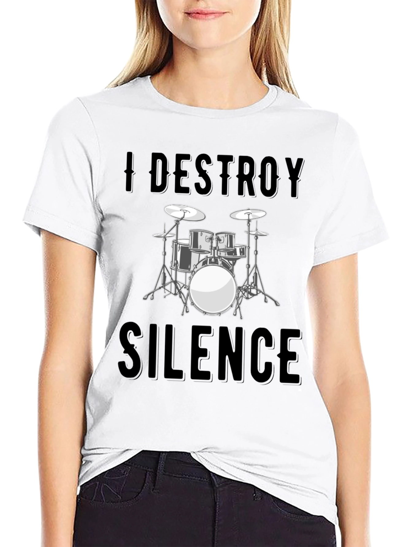 I Destroy Silence Drum Set Graphic T-Shirt