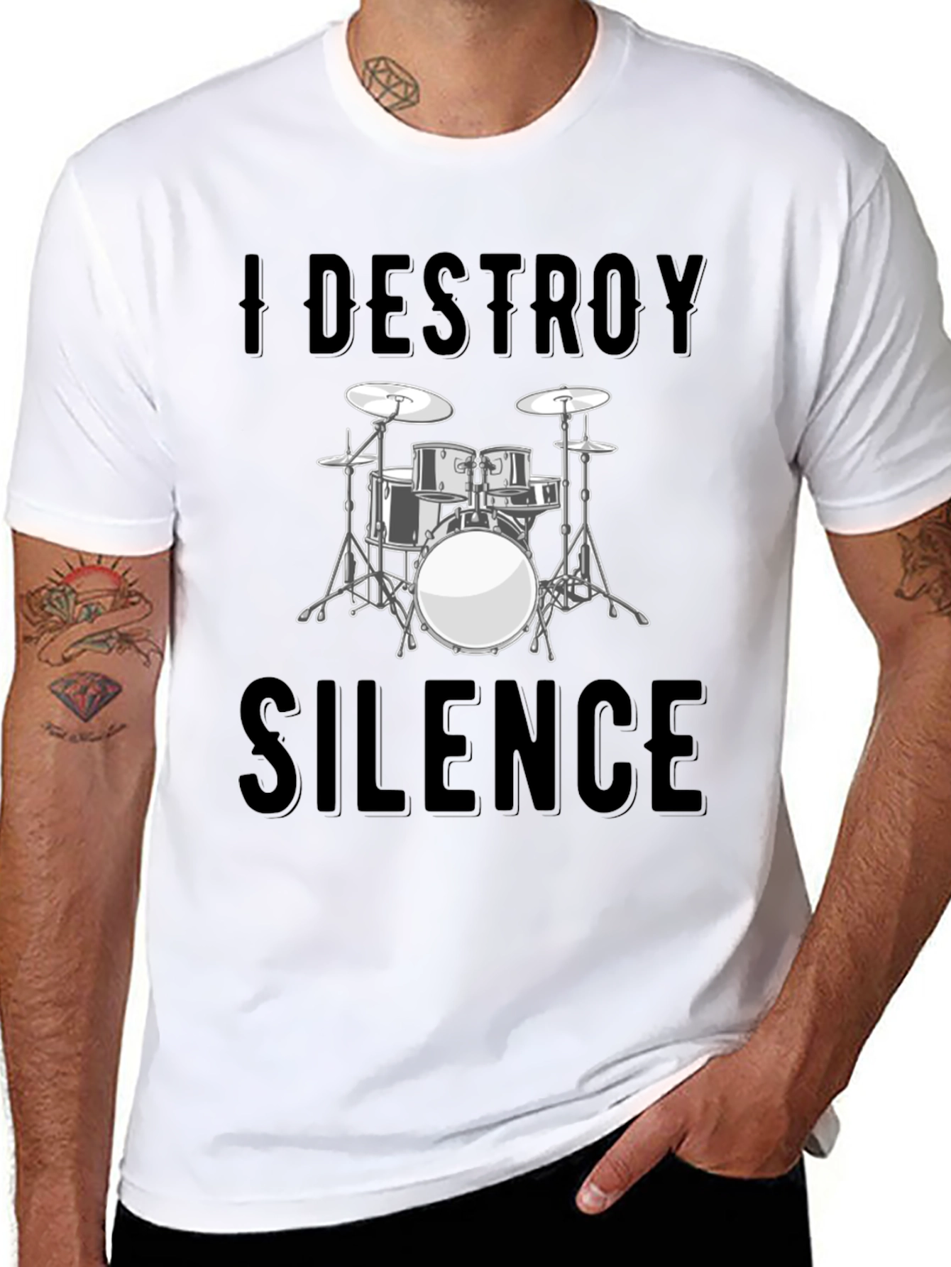 I Destroy Silence Drum Set Graphic T-Shirt