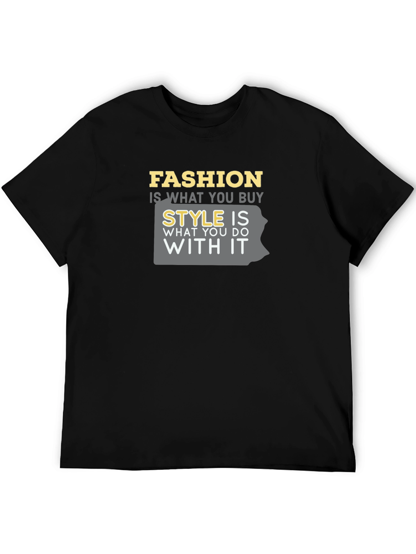 Fashion & Style Graphic Tee - Black Crew Neck