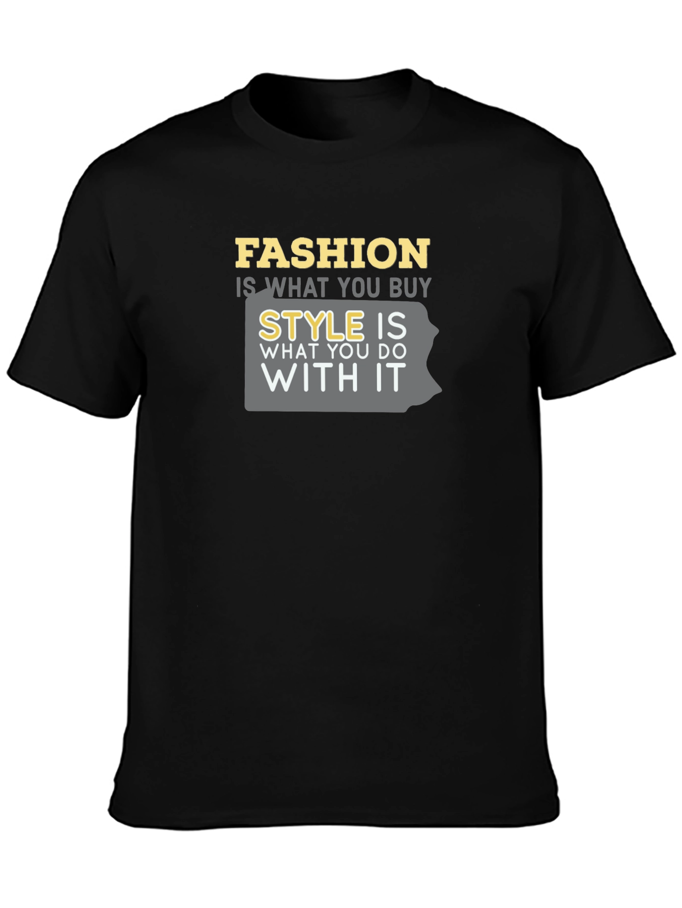 Fashion & Style Graphic Tee - Black Crew Neck
