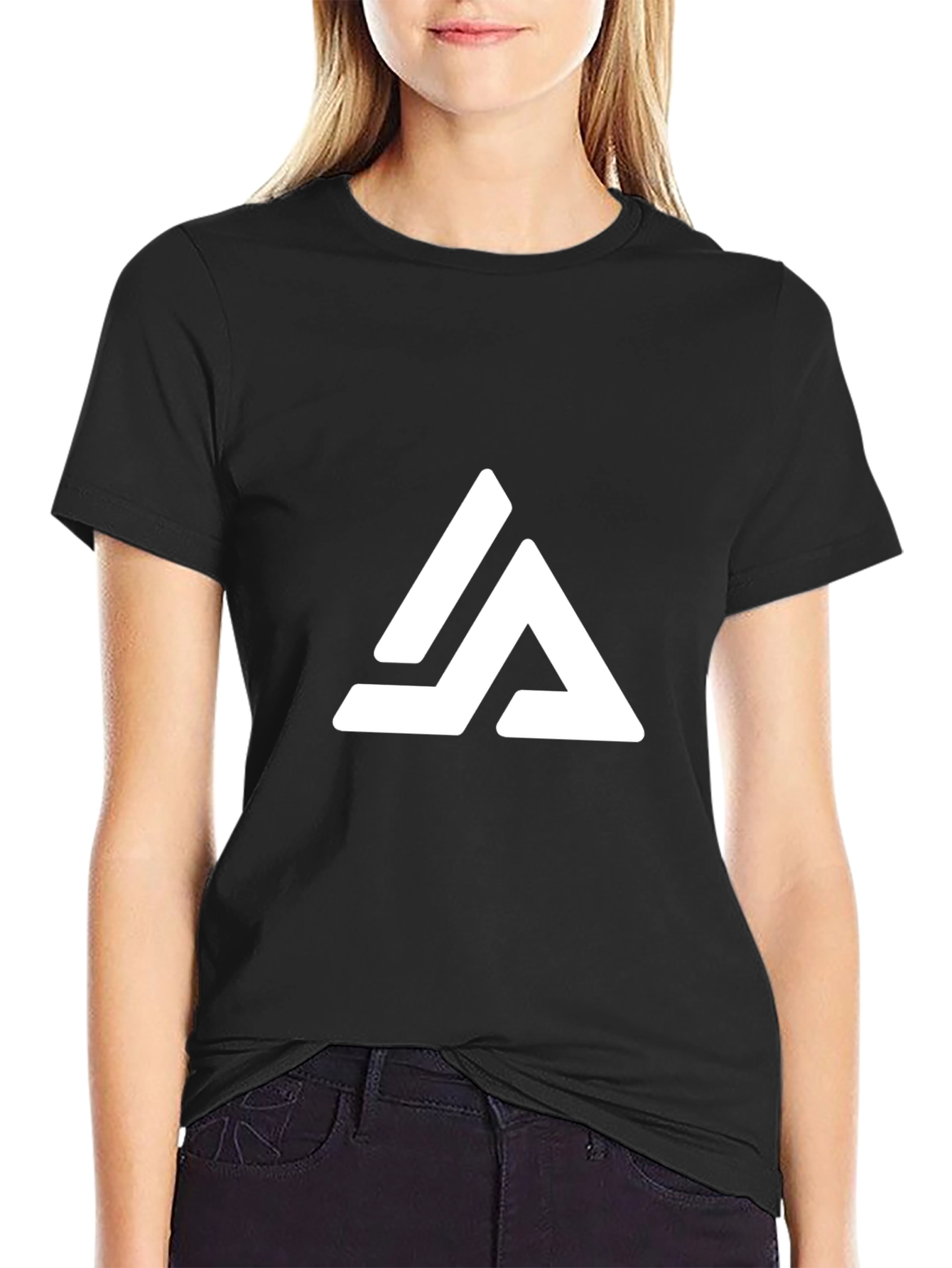 Black T-Shirt with Geometric Triangle Logo
