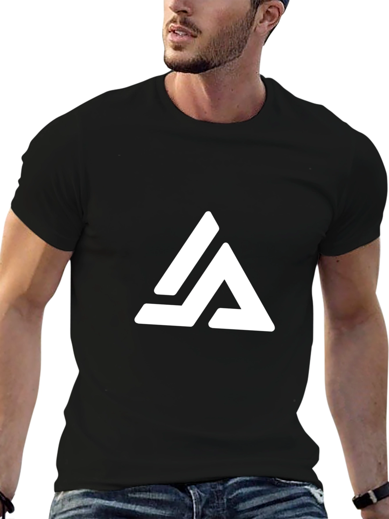 Black T-Shirt with Geometric Triangle Logo