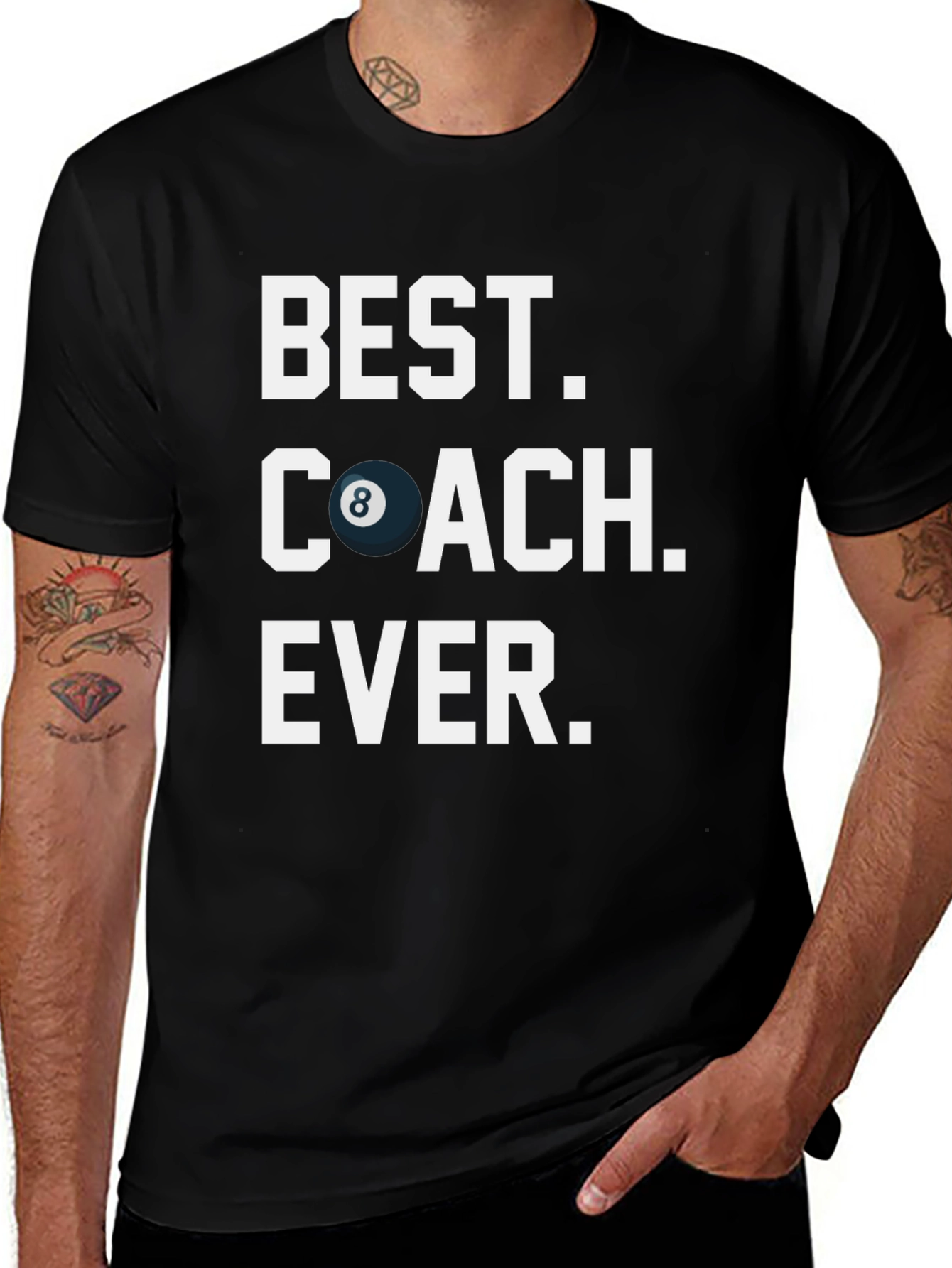 Best Coach Ever - 8 Ball Graphic T-Shirt