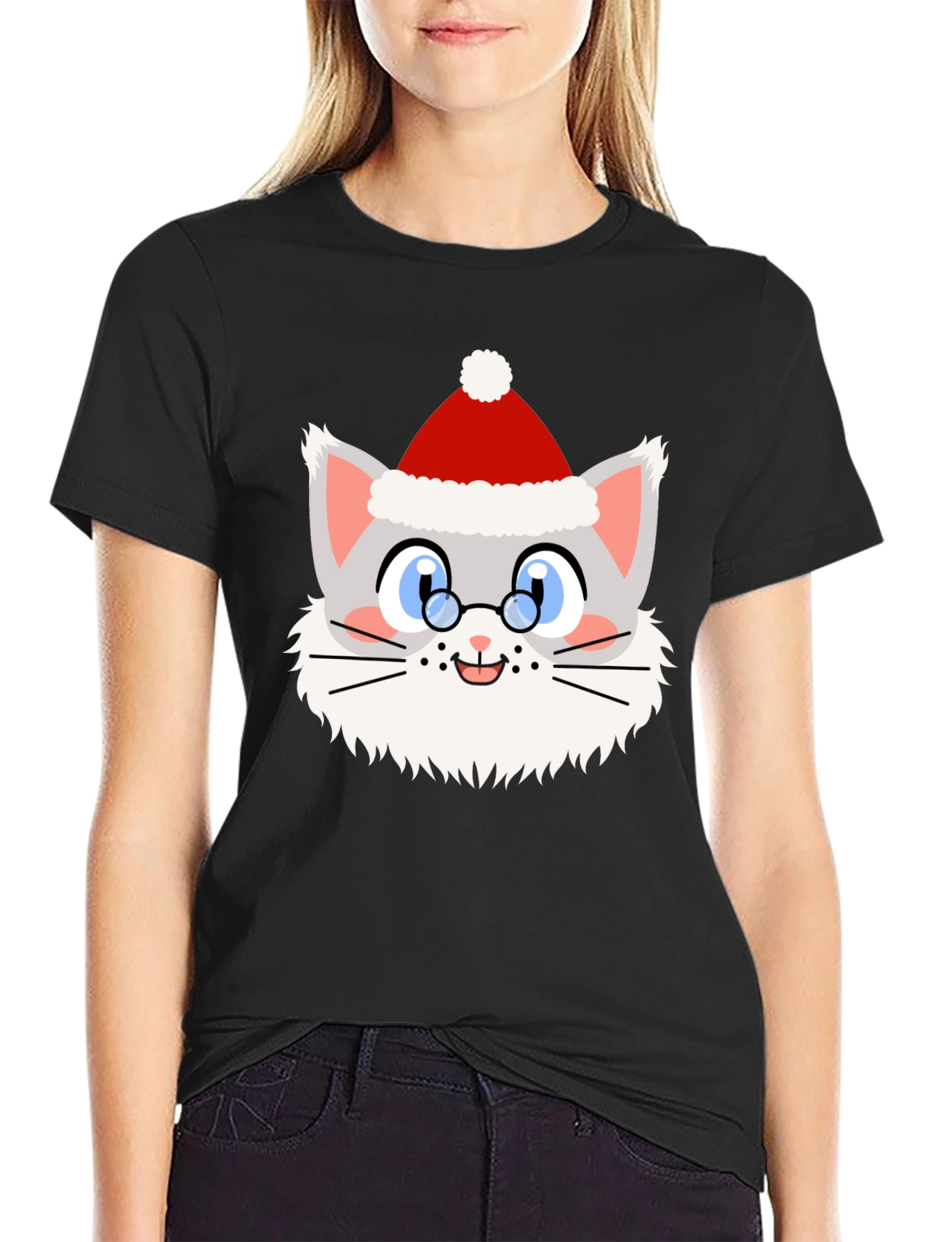 Festive Cat Santa T-Shirt - Holiday Cheer!