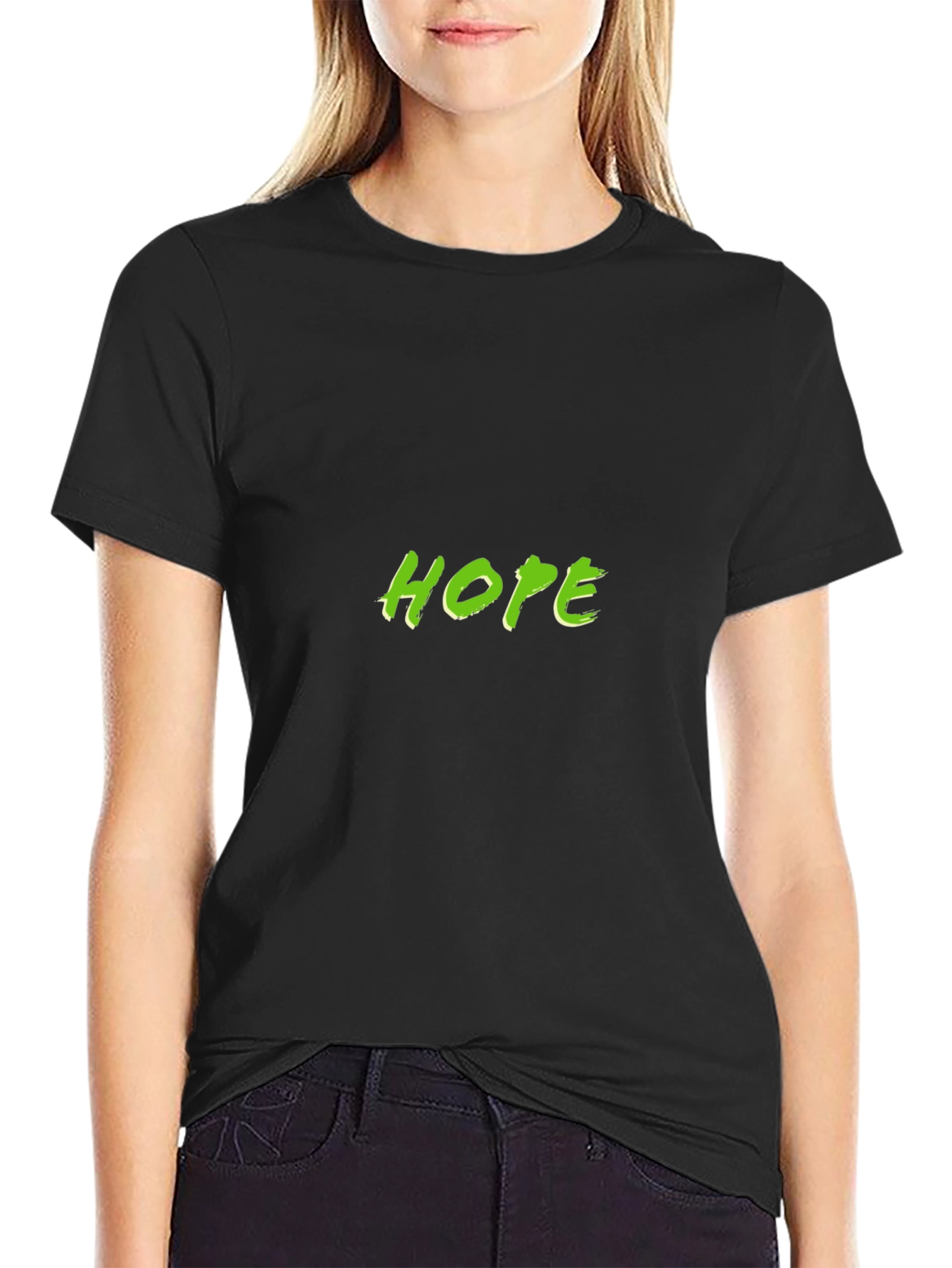 Hope Graphic Tee - Black Cotton Blend T-Shirt