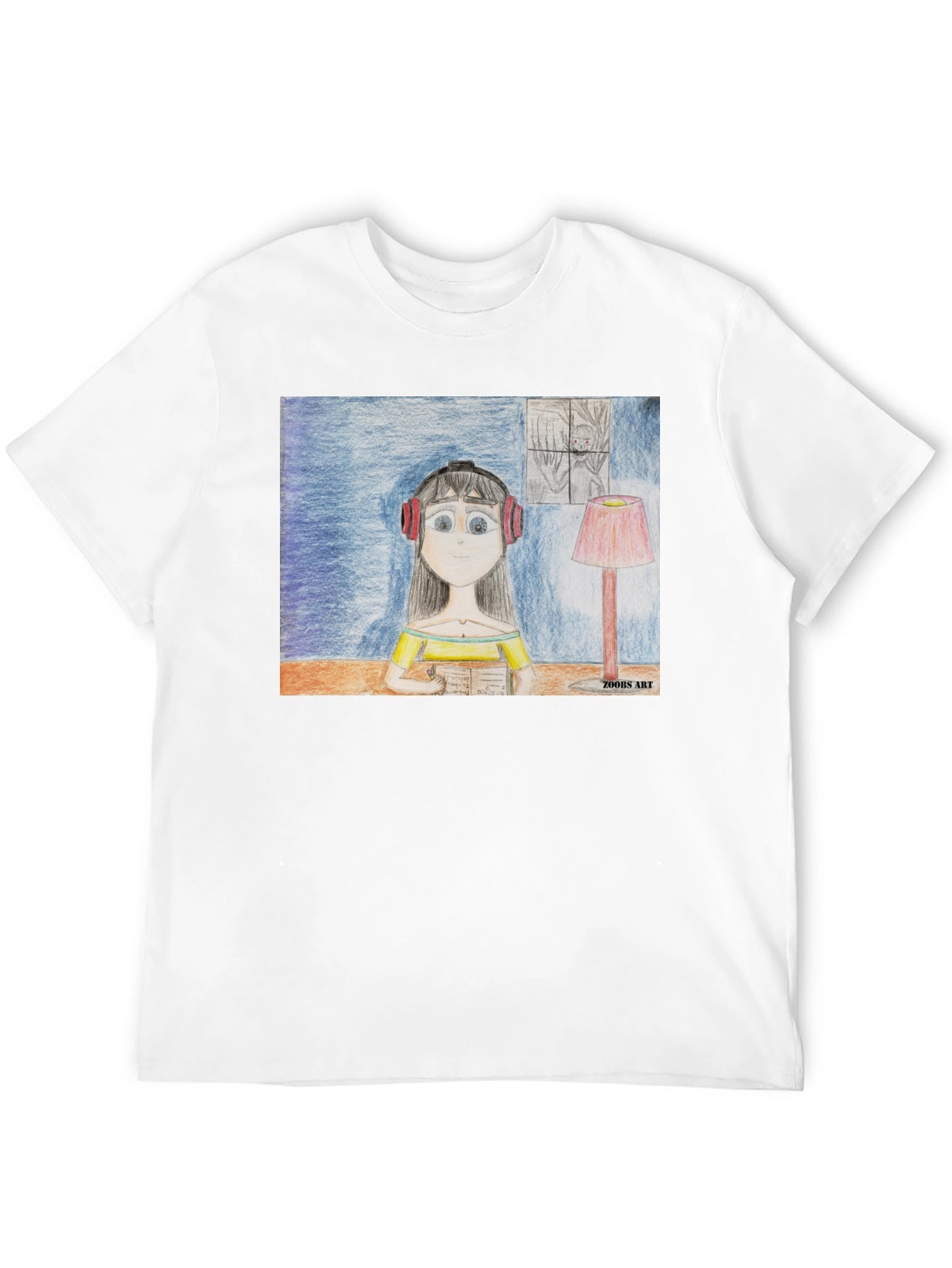 Artistic Girl on a Black T-Shirt