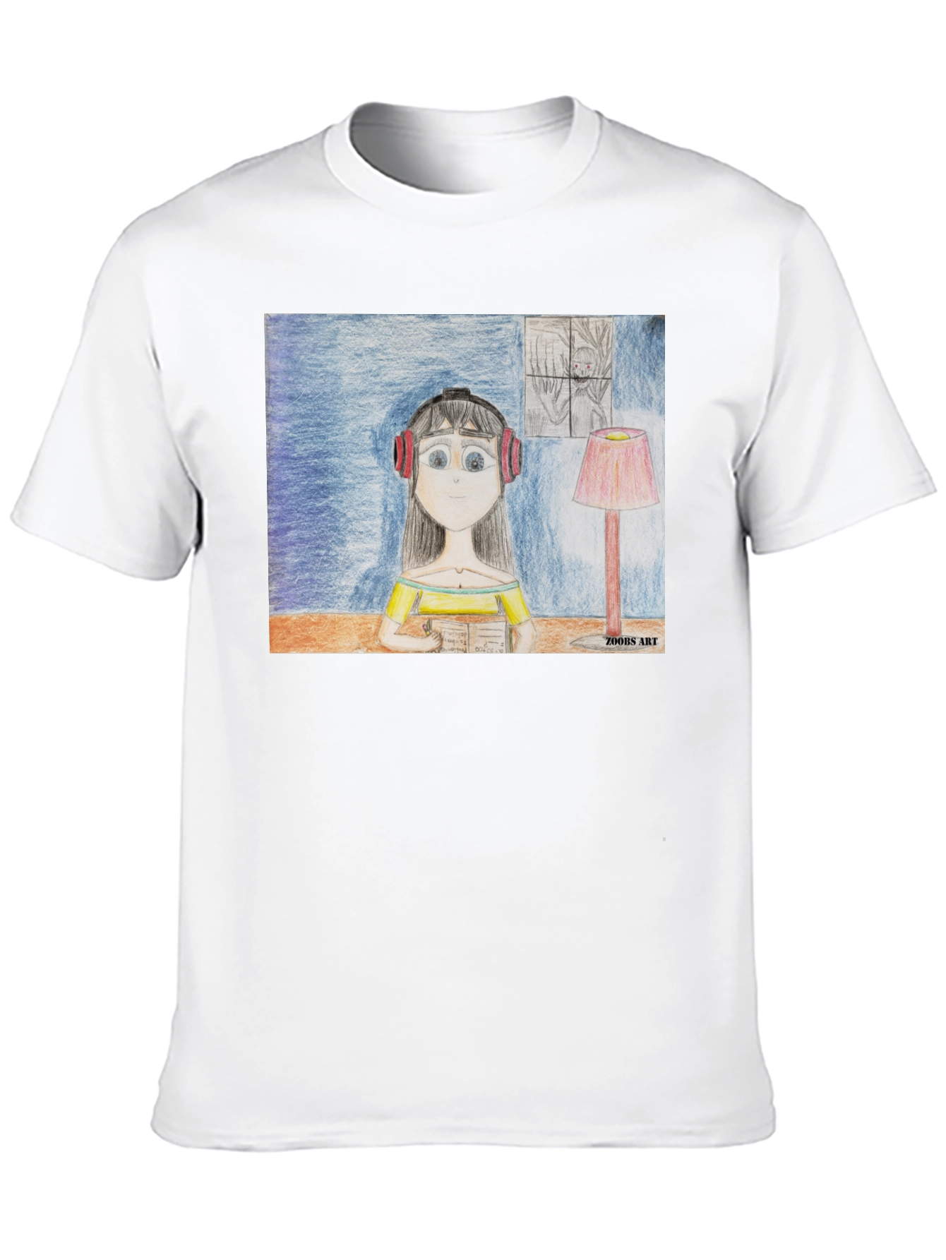 Artistic Girl on a Black T-Shirt