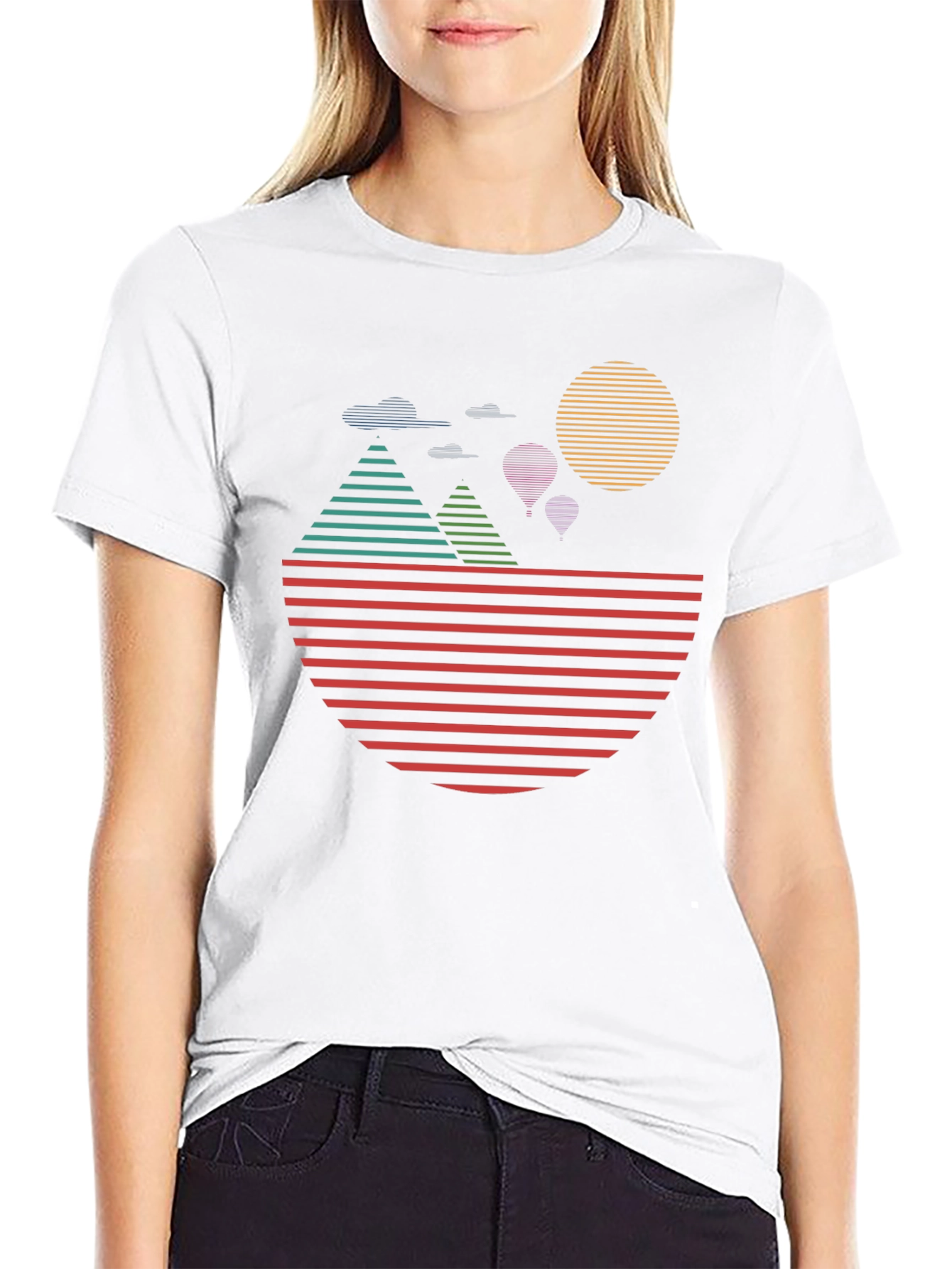Retro Sunset Landscape Graphic Tee - Black