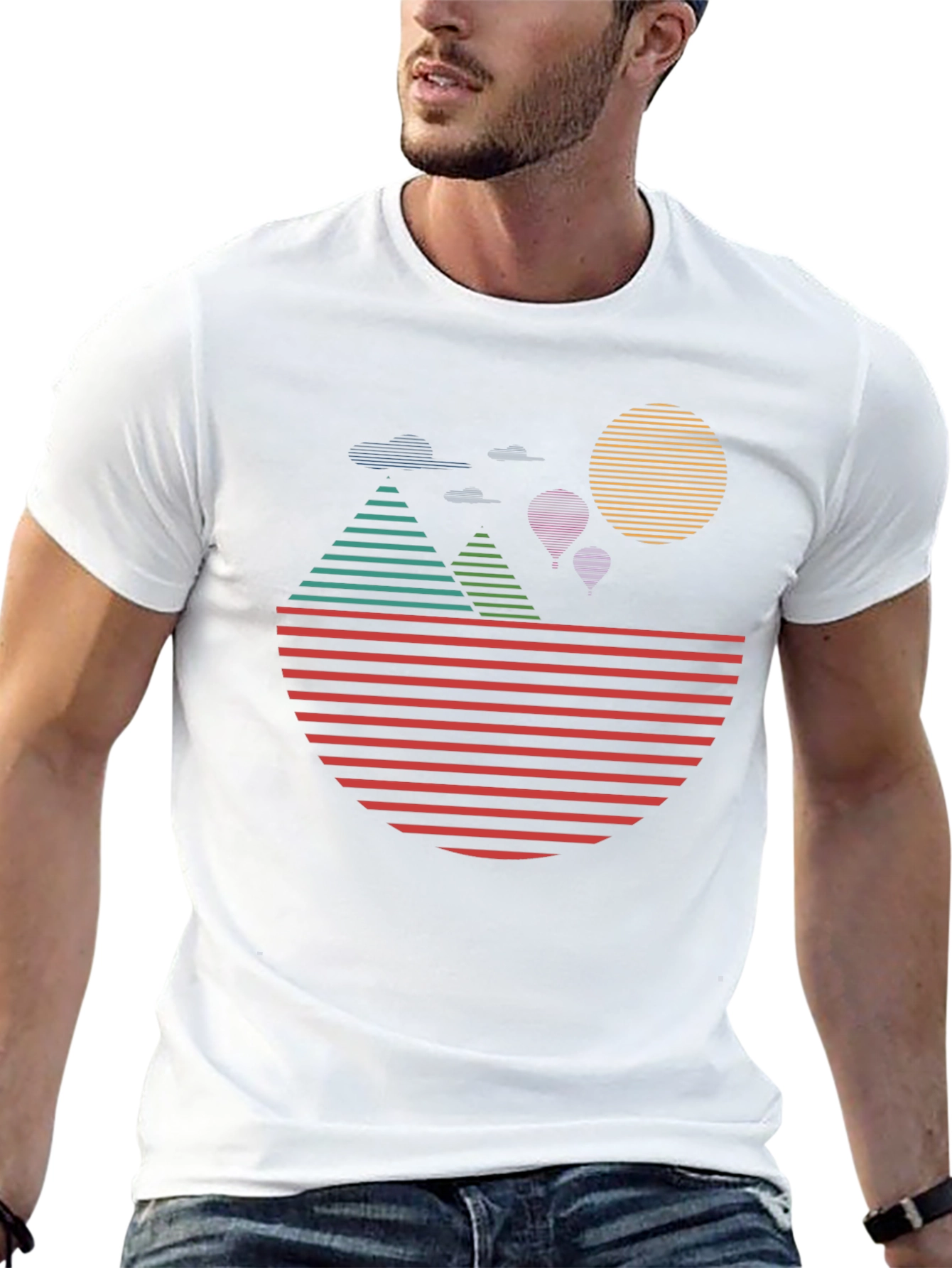 Retro Sunset Landscape Graphic Tee - Black