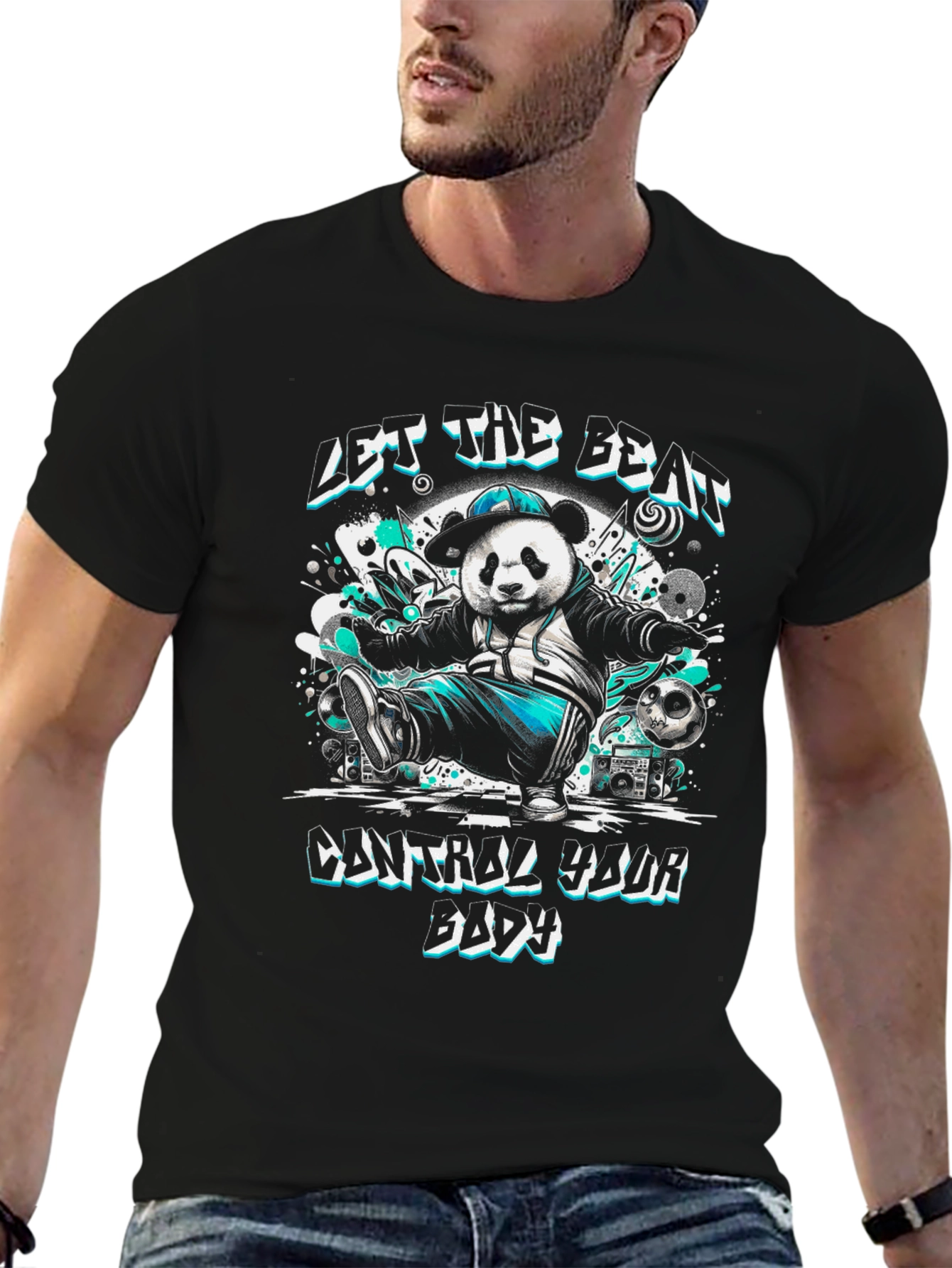 Let The Beat Control Panda Graphic T-Shirt