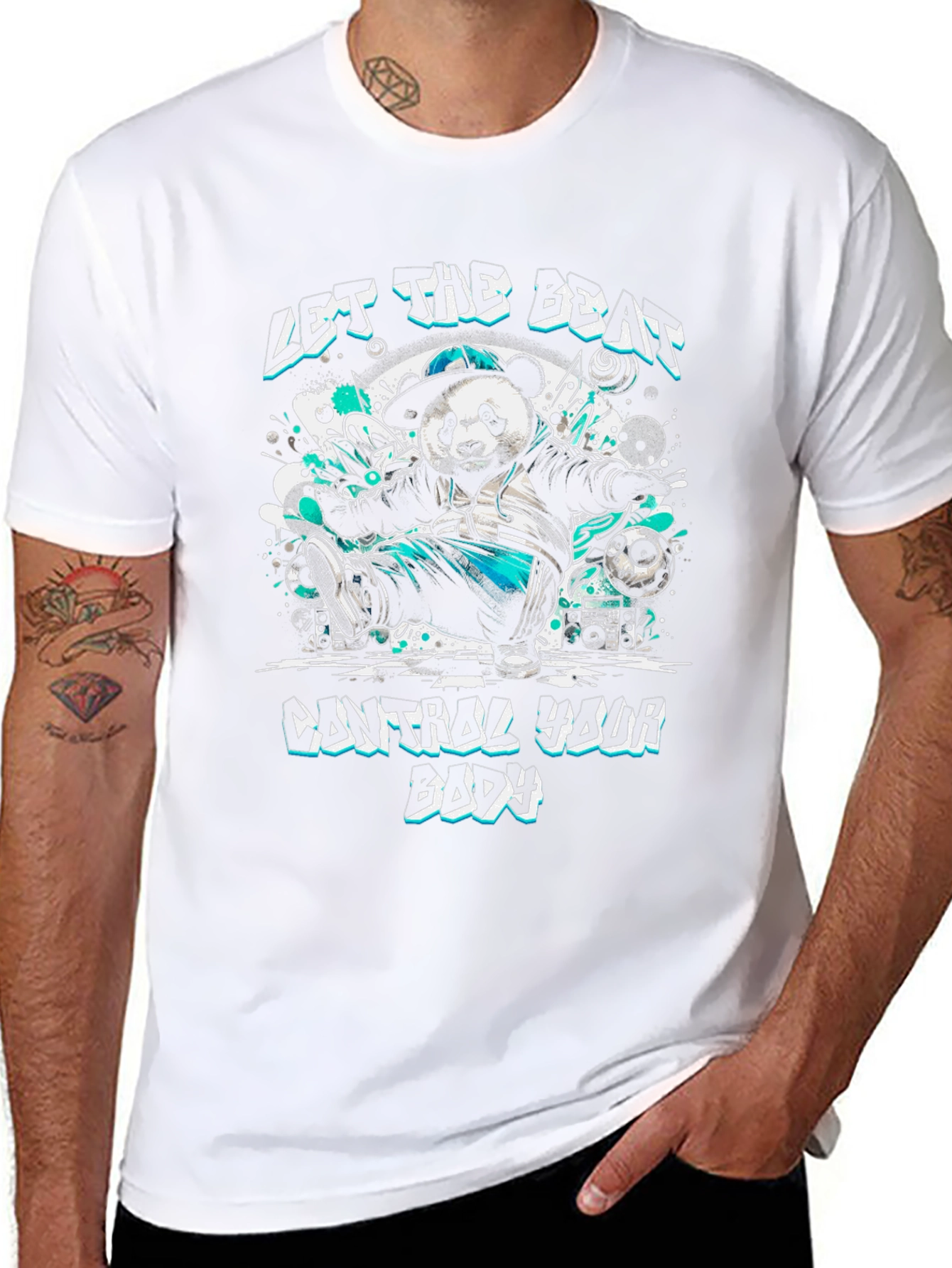 Let The Beat Control Panda Graphic T-Shirt