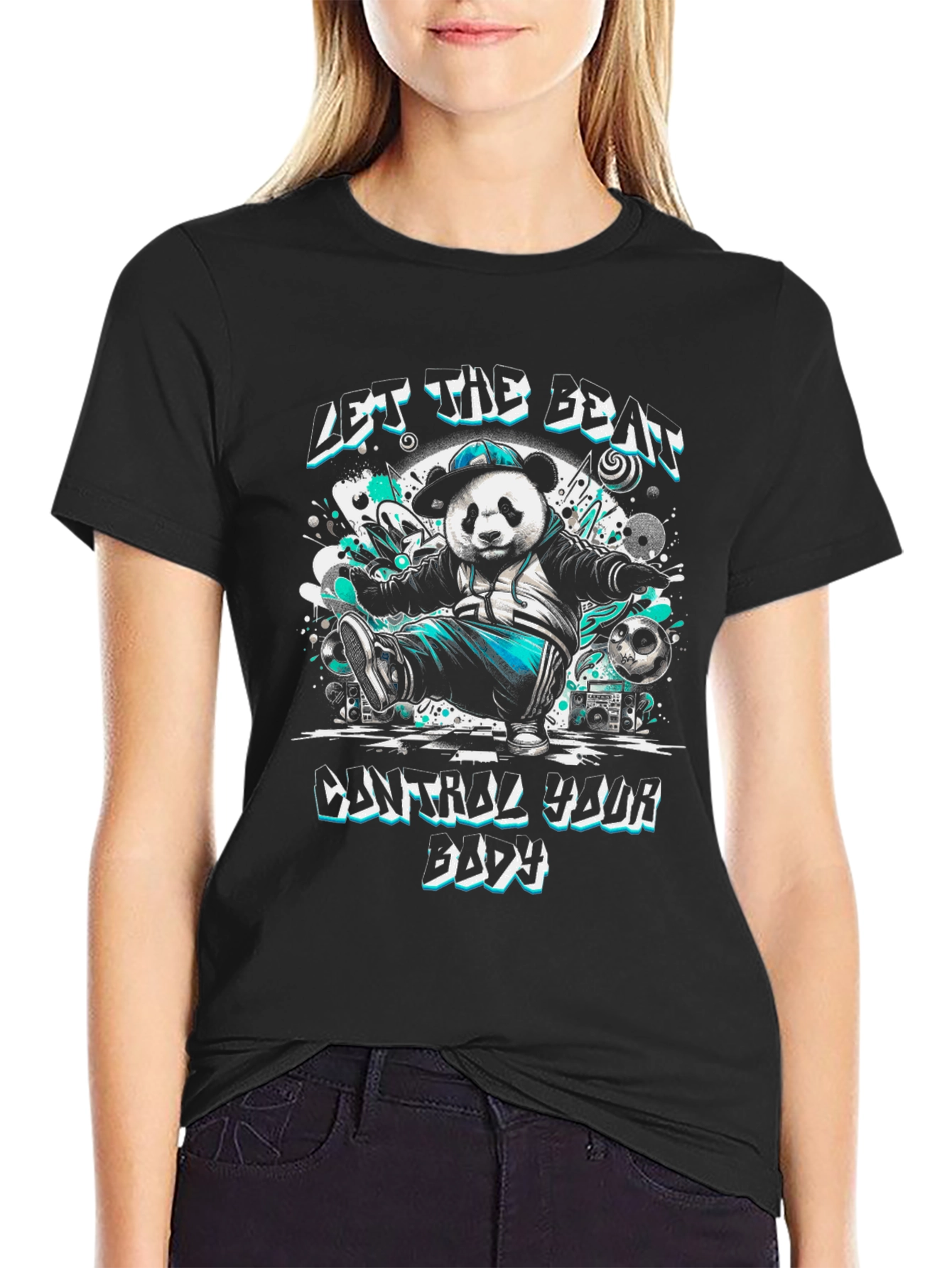 Let The Beat Control Panda Graphic T-Shirt