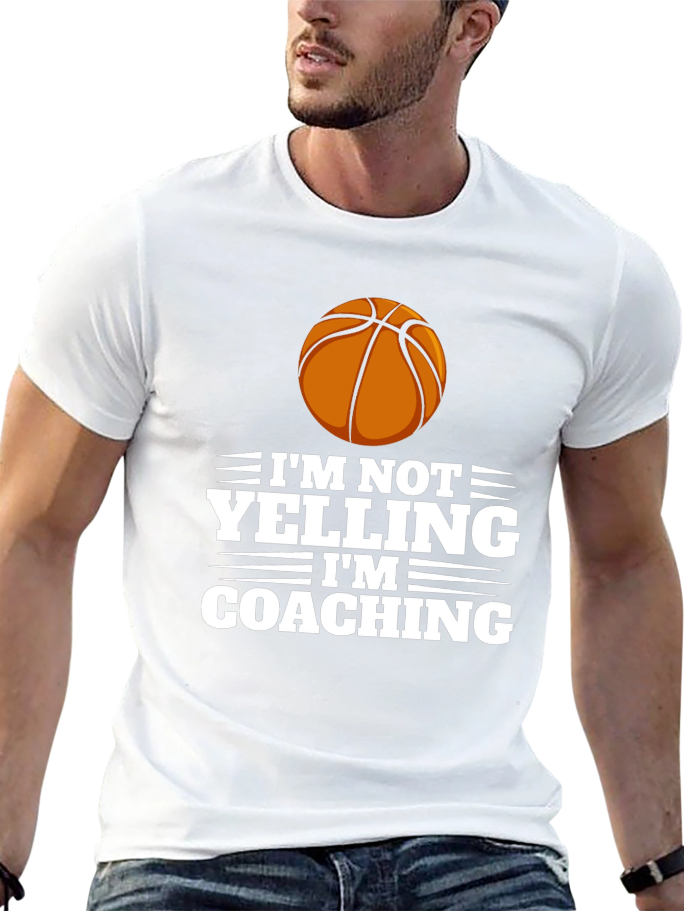 Basketball Coach T-Shirt - Im Not Yelling Im Coaching