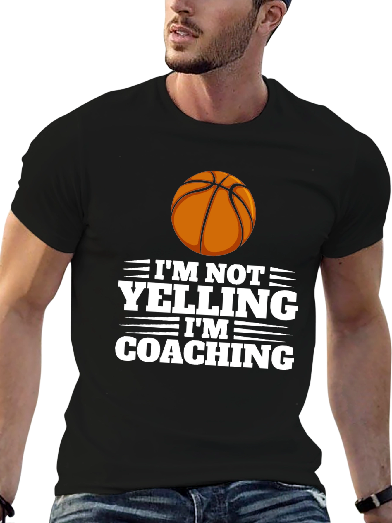Basketball Coach T-Shirt - Im Not Yelling Im Coaching