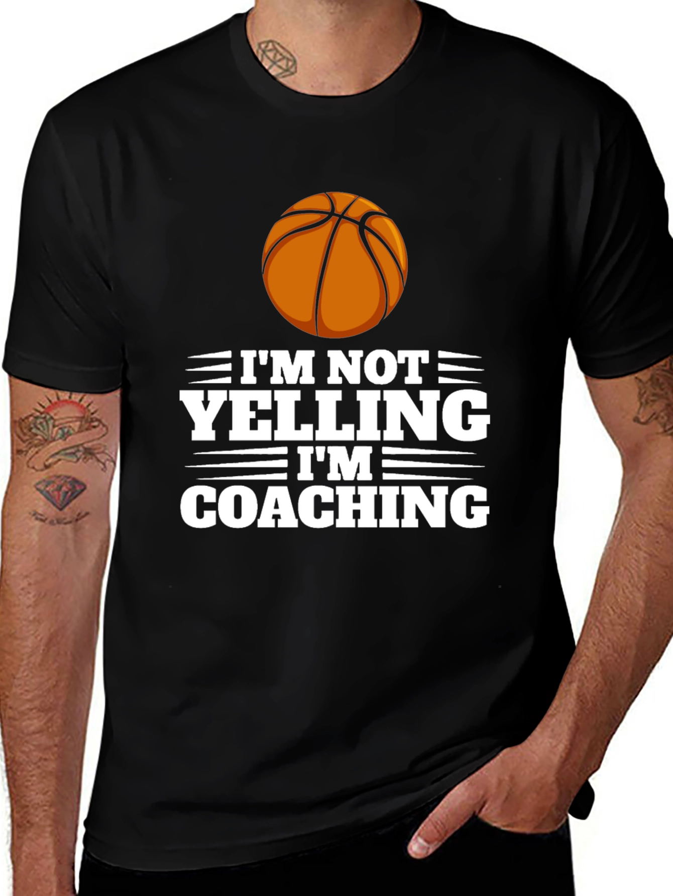 Basketball Coach T-Shirt - Im Not Yelling Im Coaching